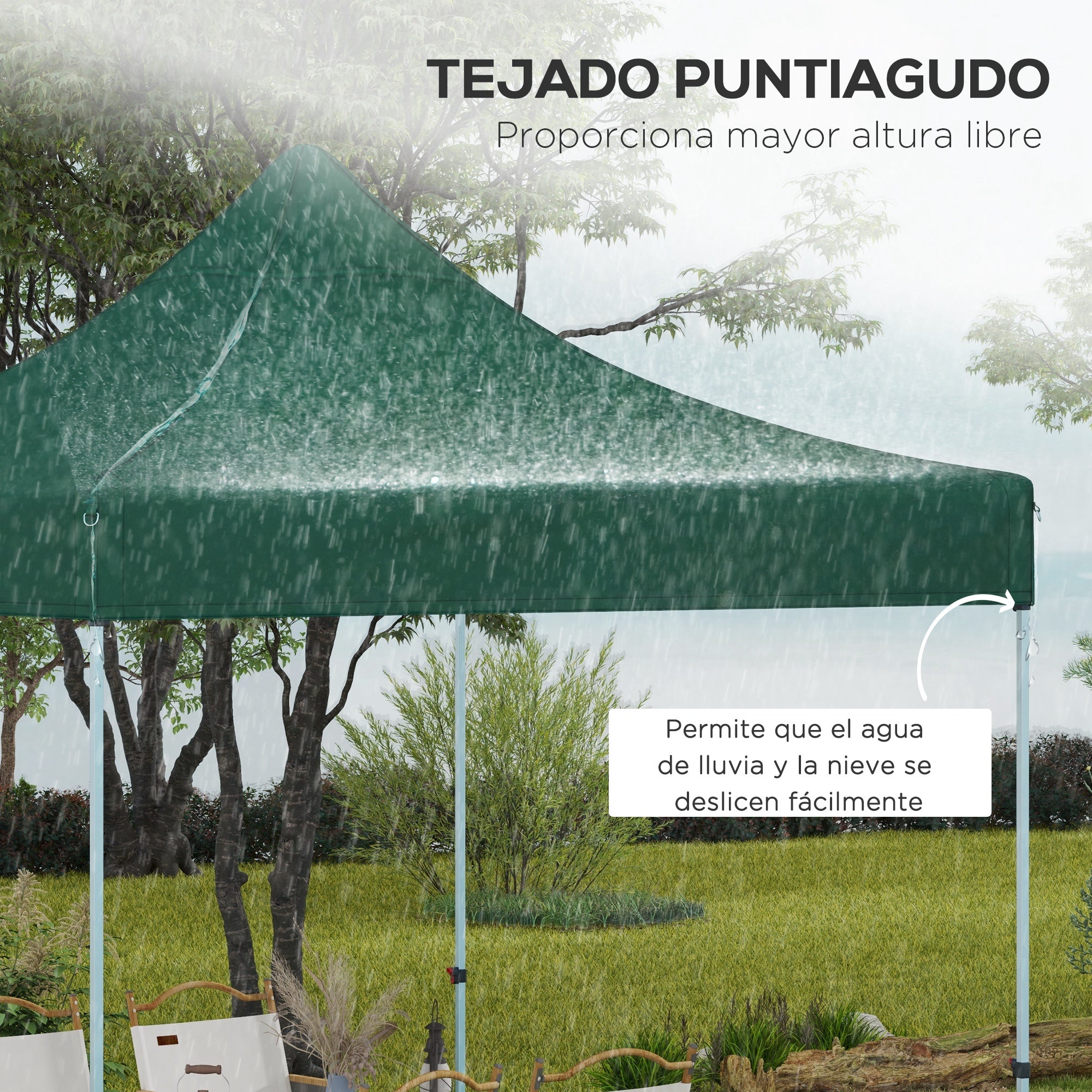 Gazebo Roof for Celebrations 3x3 m Replacement Canopy for Folding Gazebo made of Dark Green Oxford Fabric with Pointed Waterproof and Anti-UV Roof