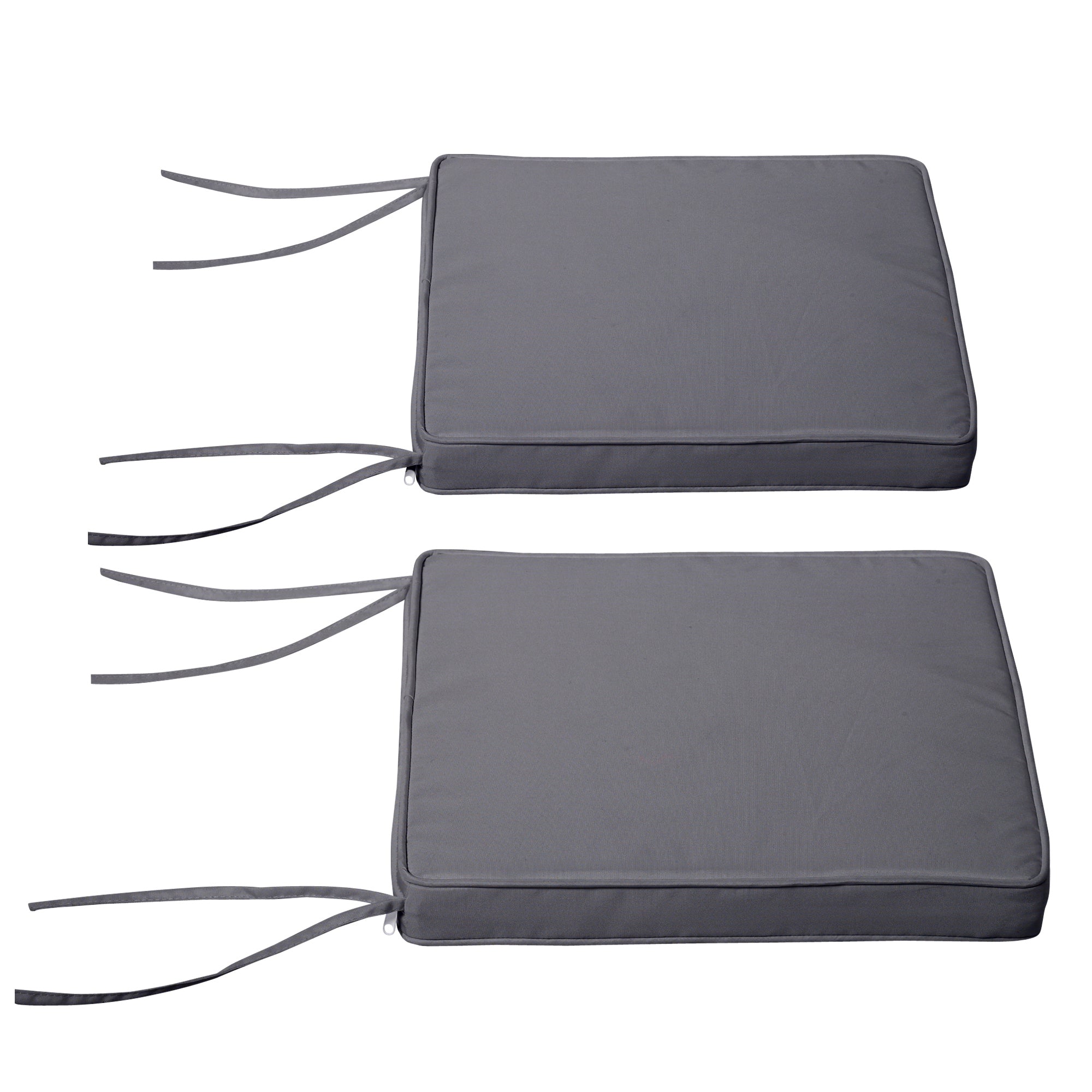 Set of 2 Garden Chair Cushions Outdoor Seat Cushions Removable Covers 5 cm Padding Polyester Fabric 45L x 45W cm Dark Grey