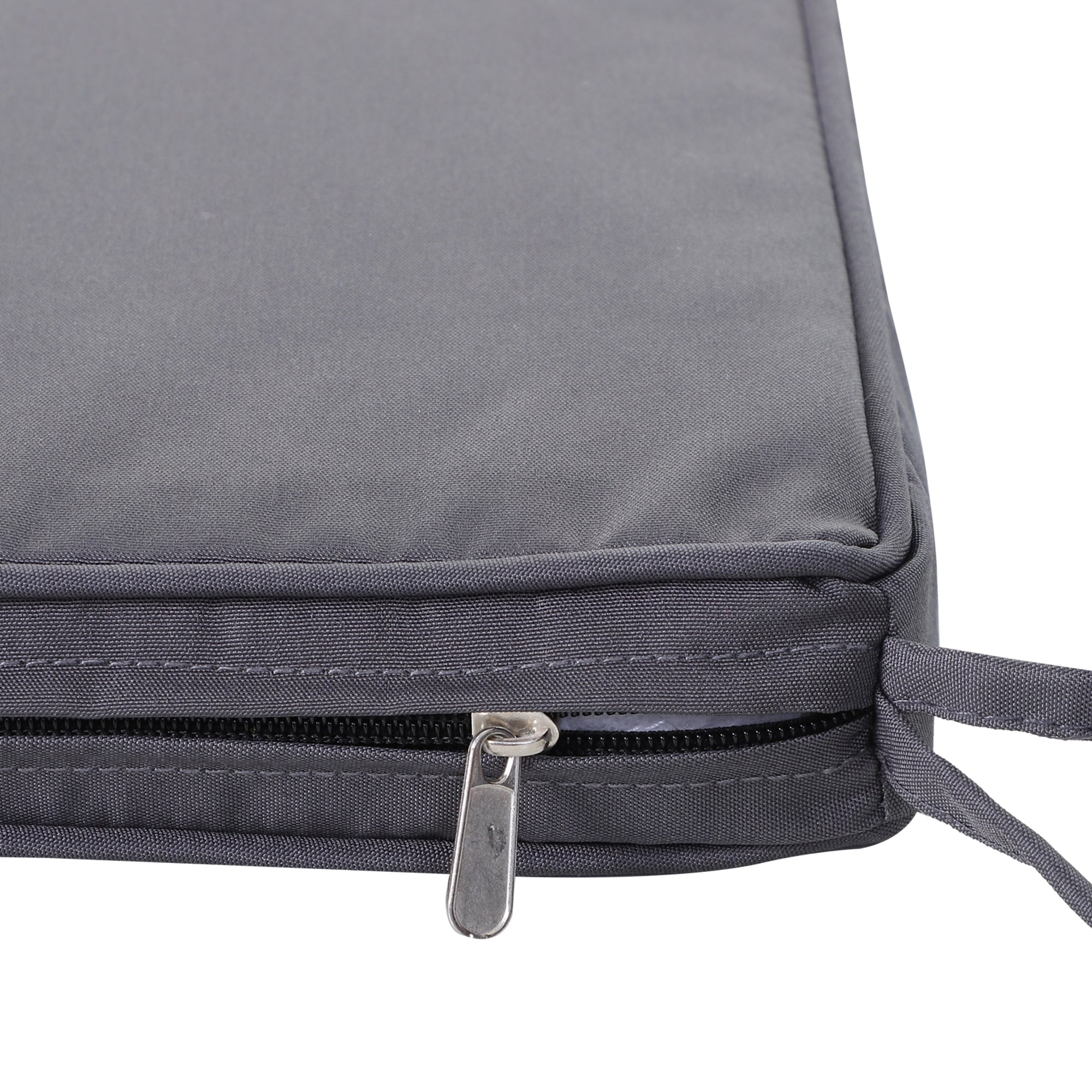 Set of 2 Garden Chair Cushions Outdoor Seat Cushions Removable Covers 5 cm Padding Polyester Fabric 45L x 45W cm Dark Grey