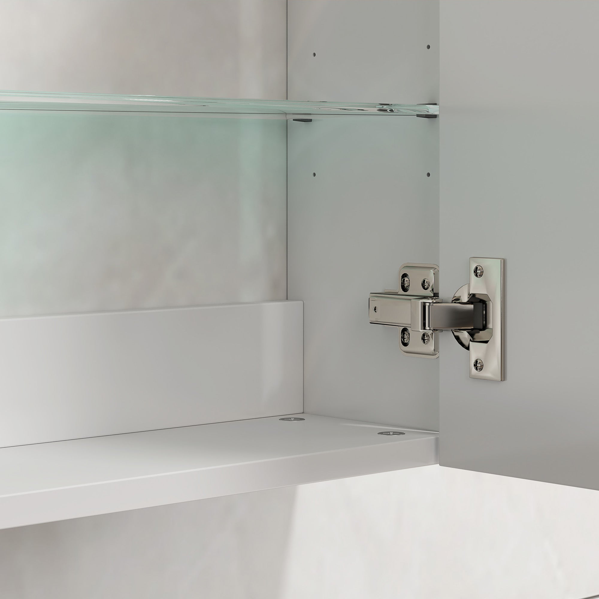 Wall Bathroom Cabinet with 1 Door, Bathroom Wall Shelf with 3 Adjustable Glass Shelves on 3 Levels, Suspended Bathroom Cabinet in Wood, 40x15x55 cm, Glossy White