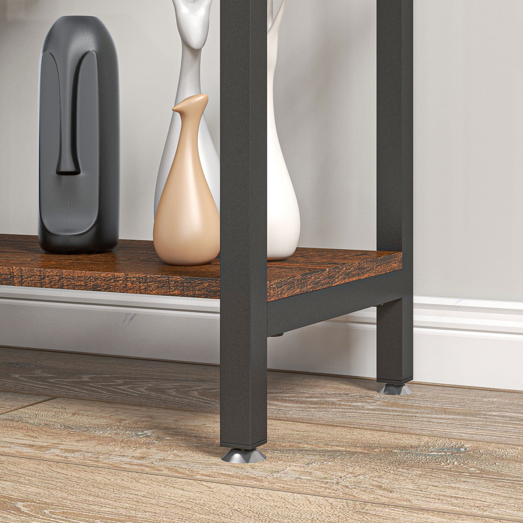 Large Wall Bookshelf in Wood and Black Metal with 6 Shelves, Vintage Industrial Style, 100x30x182cm