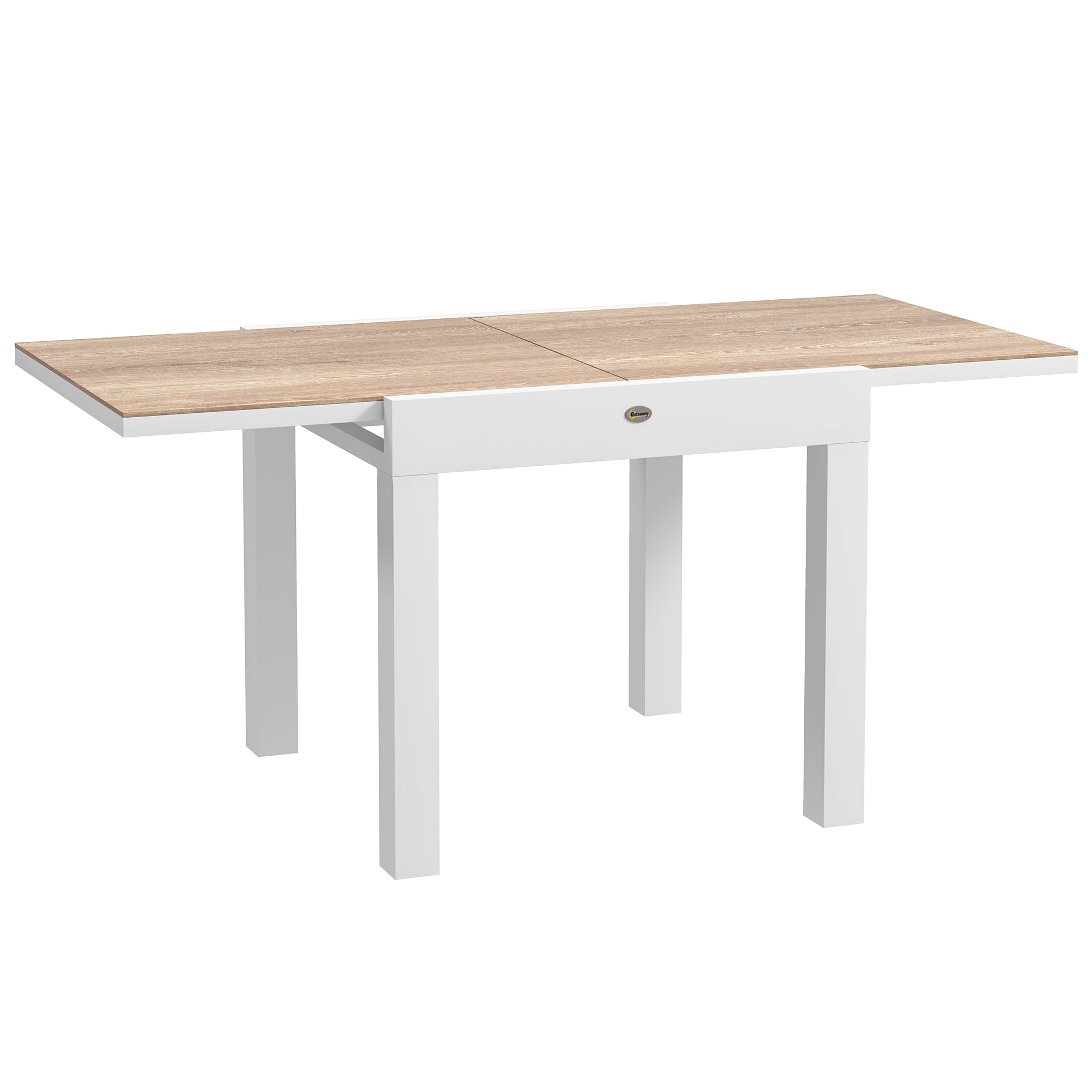 80/160 cm Extendable Aluminum Garden Table, Rectangular Patio Dining Table for 6 People, Rust-Resistant and Weatherproof, for Patio, Terrace, Light Gray