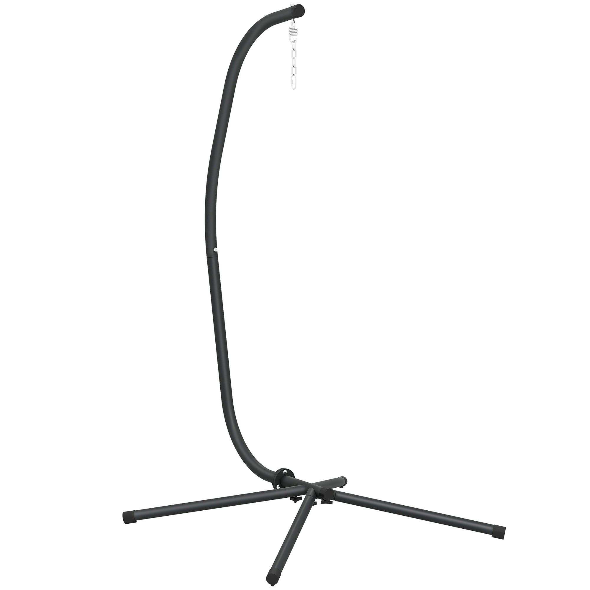 C-Frame Hanging Chair Stand — Height-Adjustable Metal with Suspension Chain, Up to 150 kg (330 lb), Indoor/Outdoor, Black