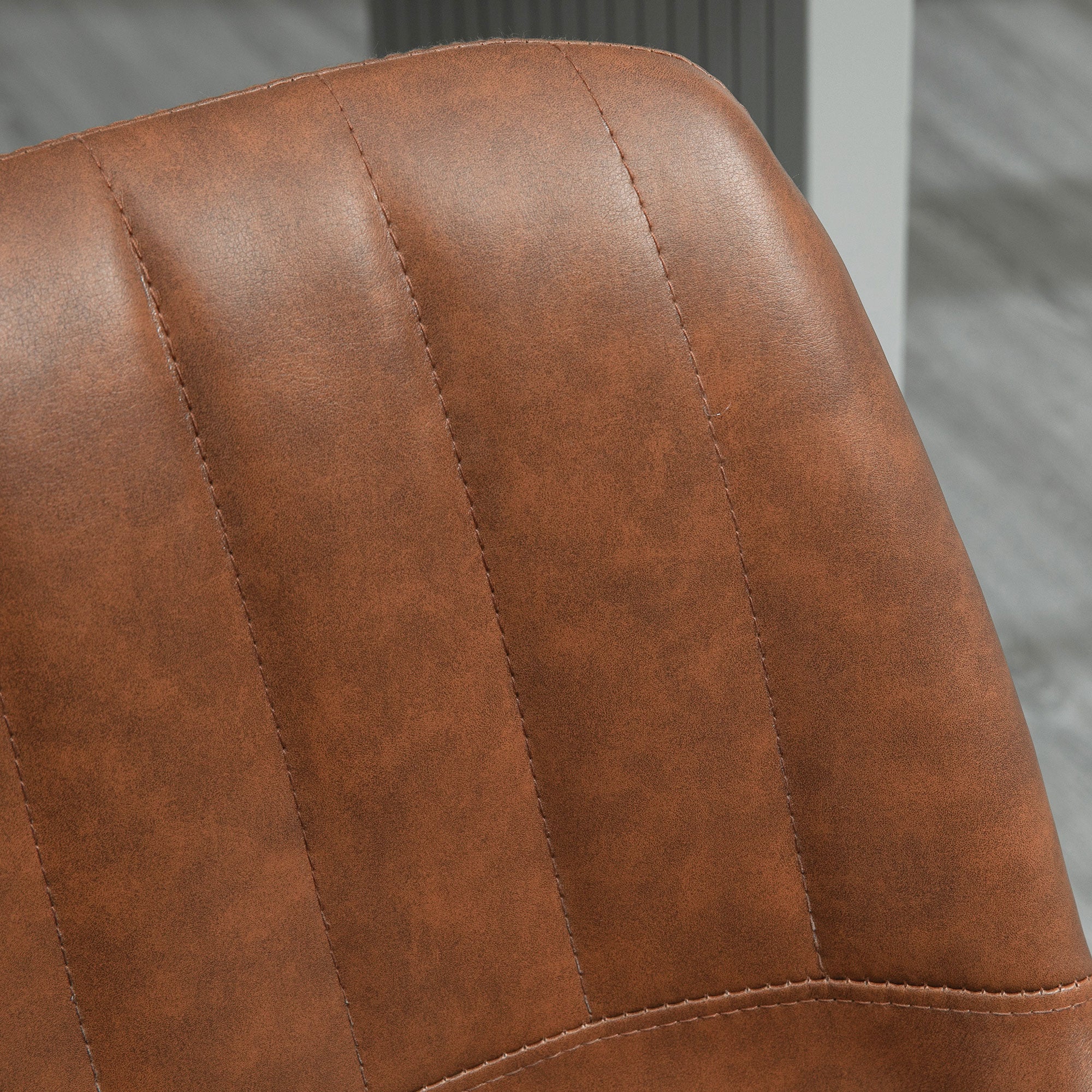 Bar Stool Set of 2, 360° Swivel Padded Bar Chair with Footrest, Backrest, Height Adjustable Faux Leather Counter Stool for Kitchen, Living Room, Dining Room Brown