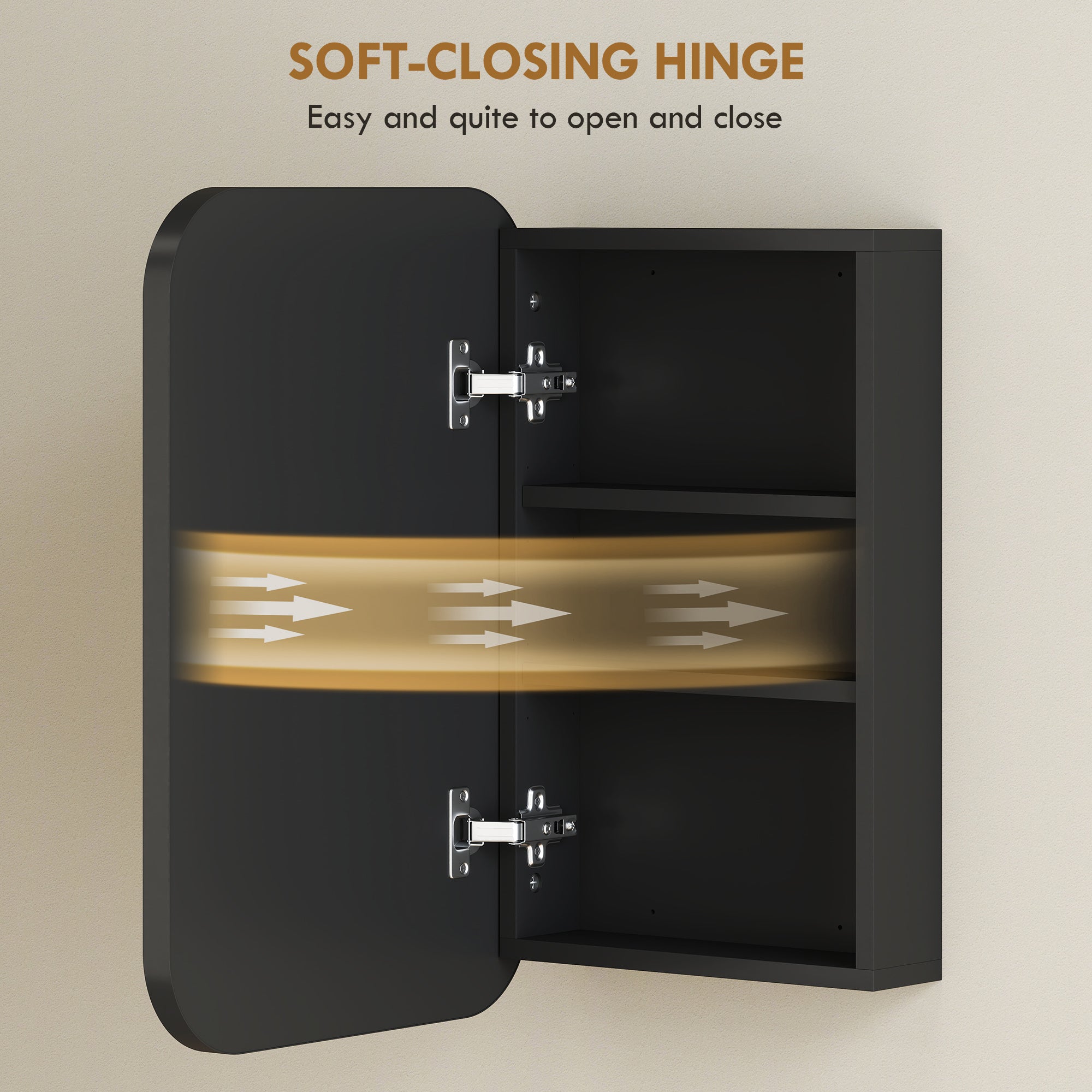 Bathroom Mirrored Cabinet, Wall-Mounted Black Medicine Cabinet with Adjustable Shelves and Soft-Close Door, 15.7 x 3.9 x 23.6 in