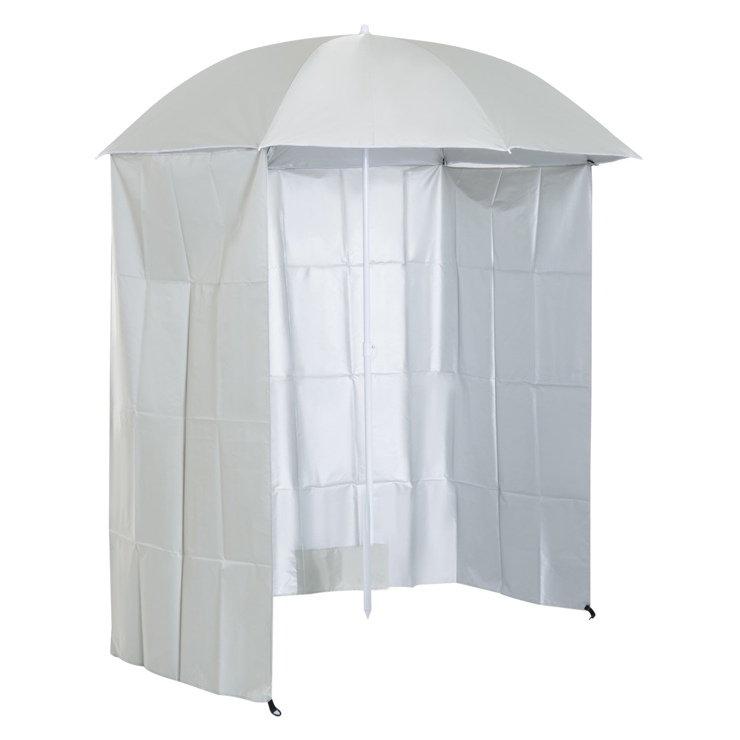 Beach Umbrella Ø 2.2 x 2.2m UV Protection Carry Bag, Stakes, and Weights Integrated Cream