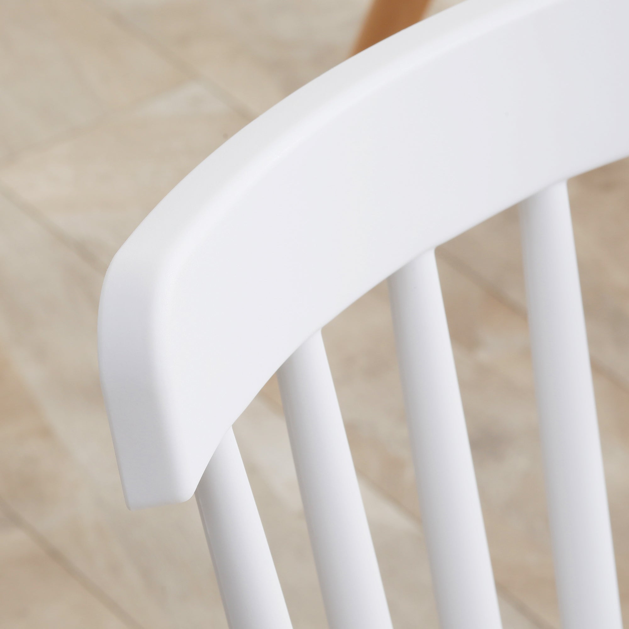 Set of 4 Nordic Style Dining Chairs Kitchen Chairs with High Backrest Polypropylene Seat and Beech Wood Legs Load 120 kg 48x52.5x83 cm White