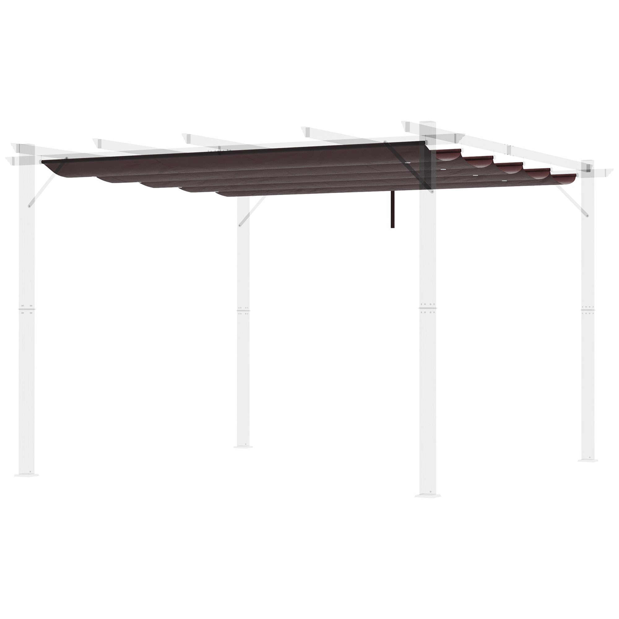 2.5x2.55m Pergola Canopy Retractable Replacement Roof for Umbrella Fabric Canopy for Garden Gazebo with 10 Drainage Holes Brown