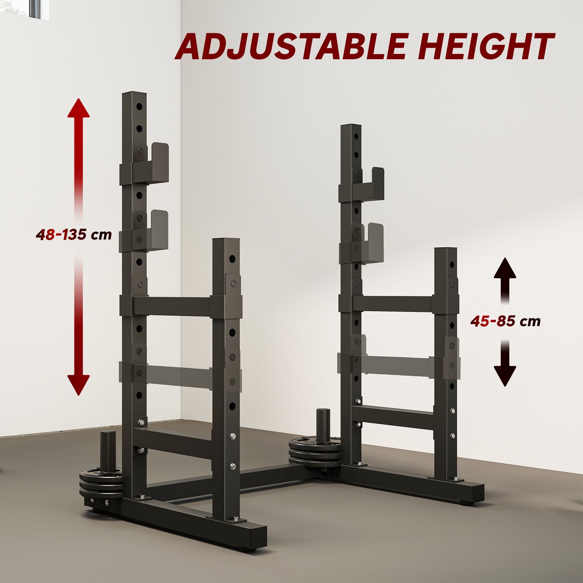 SPORTNOW 2-Tier Barbell Rack — Heavy-Duty Steel Squat Rack with Plate Storage, Up to 661 lb Capacity