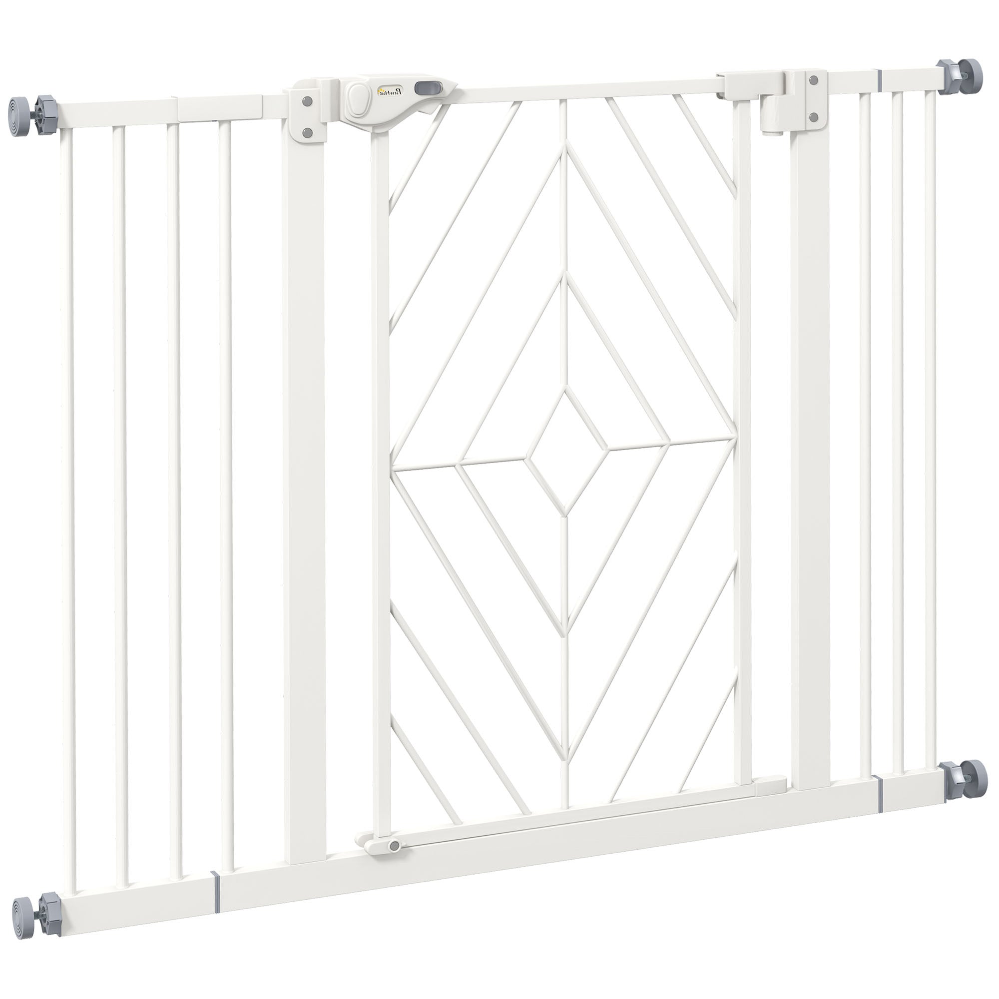 Dog Stair Gate, Dog Barrier Gate with Automatic Closing Door, 74-100 cm, Door Safety Gate, No Drilling, Dog Barrier, White