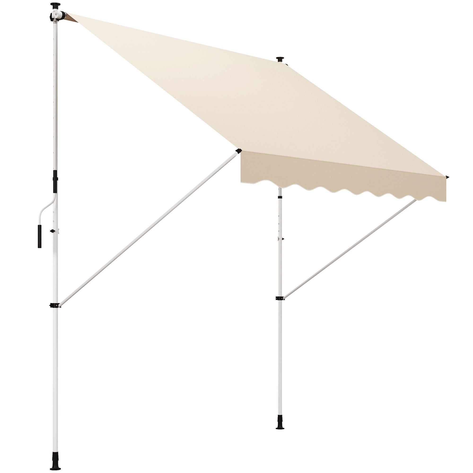 clamp awning with hand crank adjustable height retractable arm awning dirt-repellent, weather-resistant balcony awning 150cm wide patio awning for terrace balcony veranda Beige