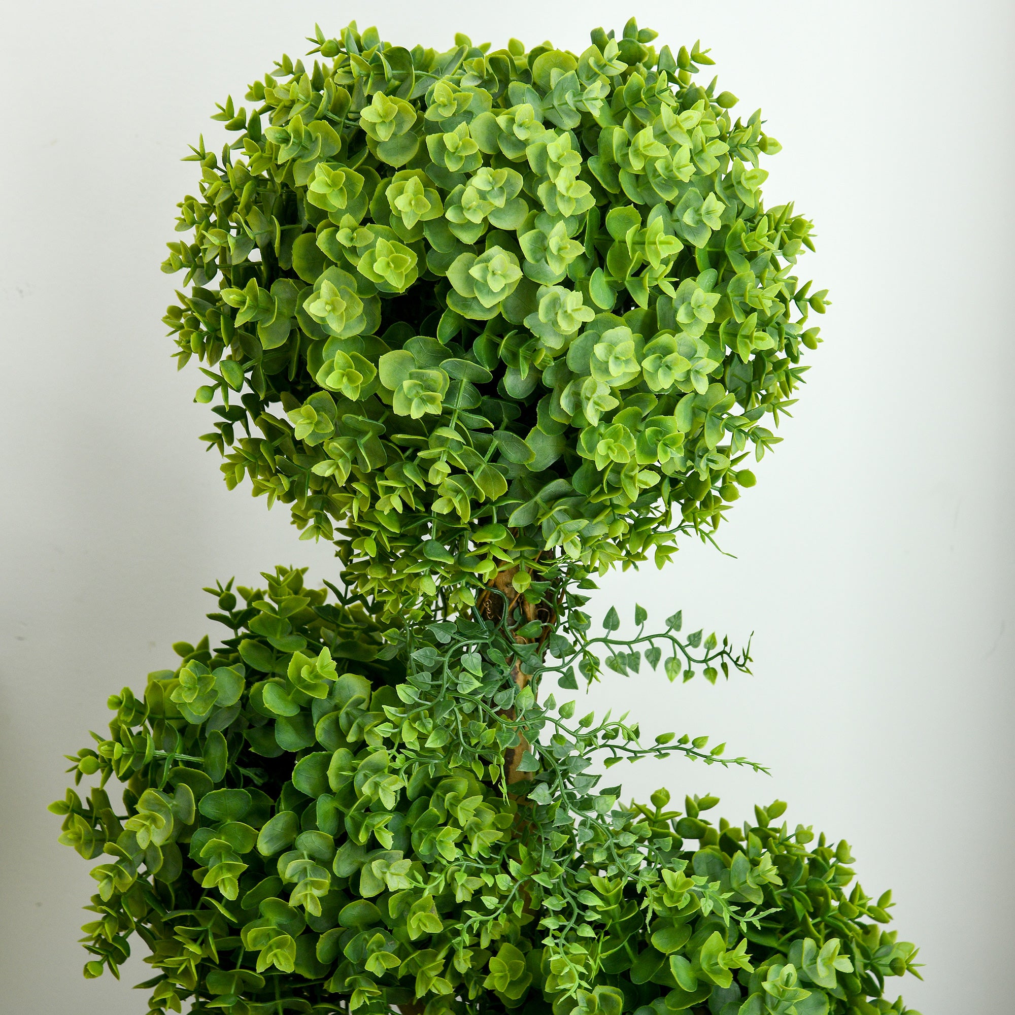 Artificial Boxwood Tree with 3 Balls and Cement Pot, Indoor and Outdoor, Height 115 cm