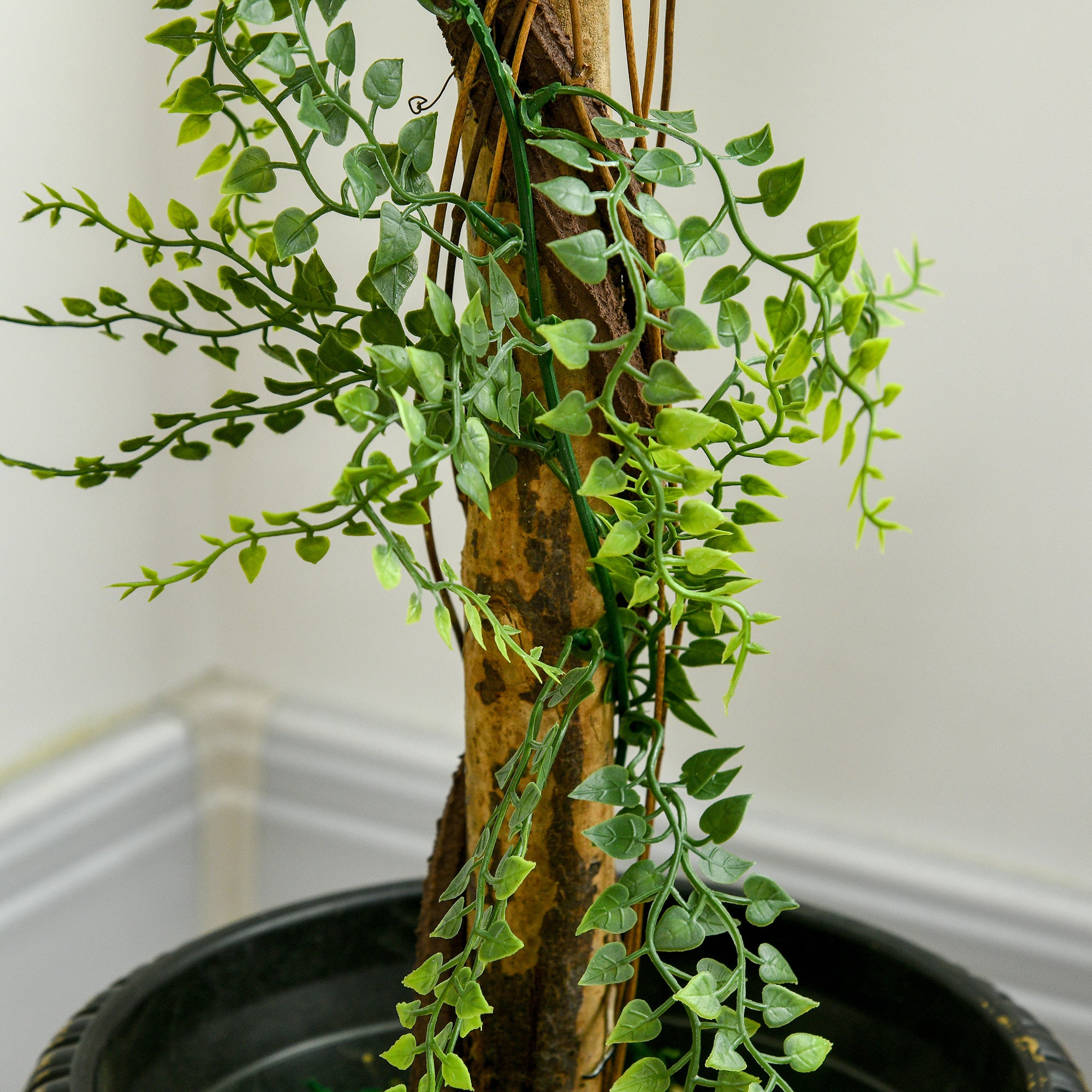 Artificial Boxwood Tree with 3 Balls and Cement Pot, Indoor and Outdoor, Height 115 cm