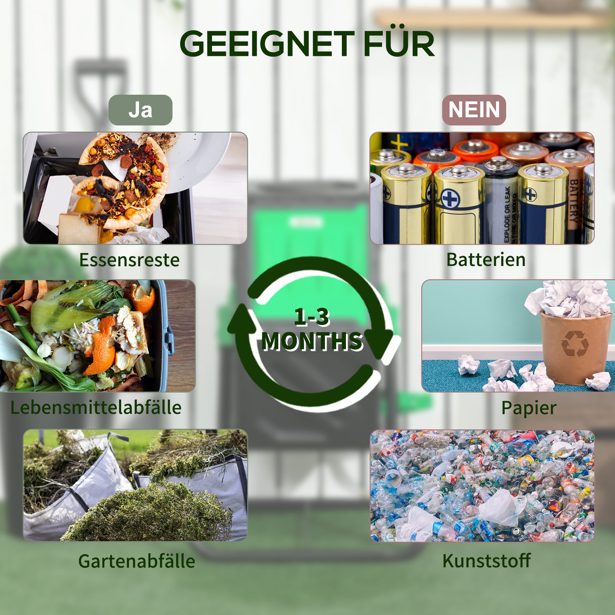 Composter 65 Liters, 60x49x77cm Rotatable Quick Composter Made of Plastic, Weatherproof Thermocomposter with Ventilation System, Lid, Garden Composter, Compost Container for Garden, Kitchen, Balcony