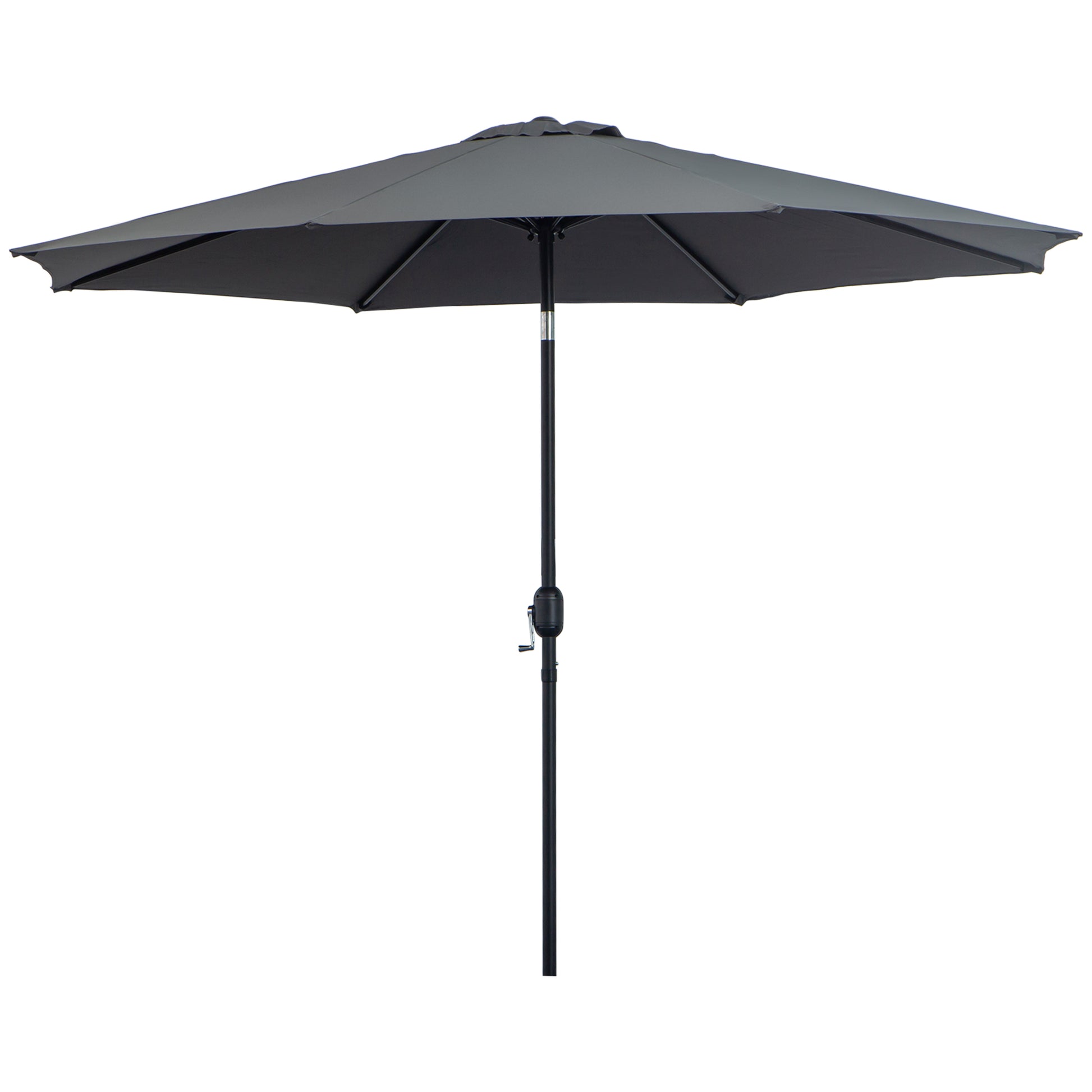 Garden Umbrella Ø295x250 cm with Crank Outdoor Parasol with Tilt Mechanism and Detachable Metal Pole for Terrace Pool Patio Dark Gray