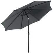 Garden Umbrella Ø295x250 cm with Crank Outdoor Parasol with Tilt Mechanism and Detachable Metal Pole for Terrace Pool Patio Dark Gray