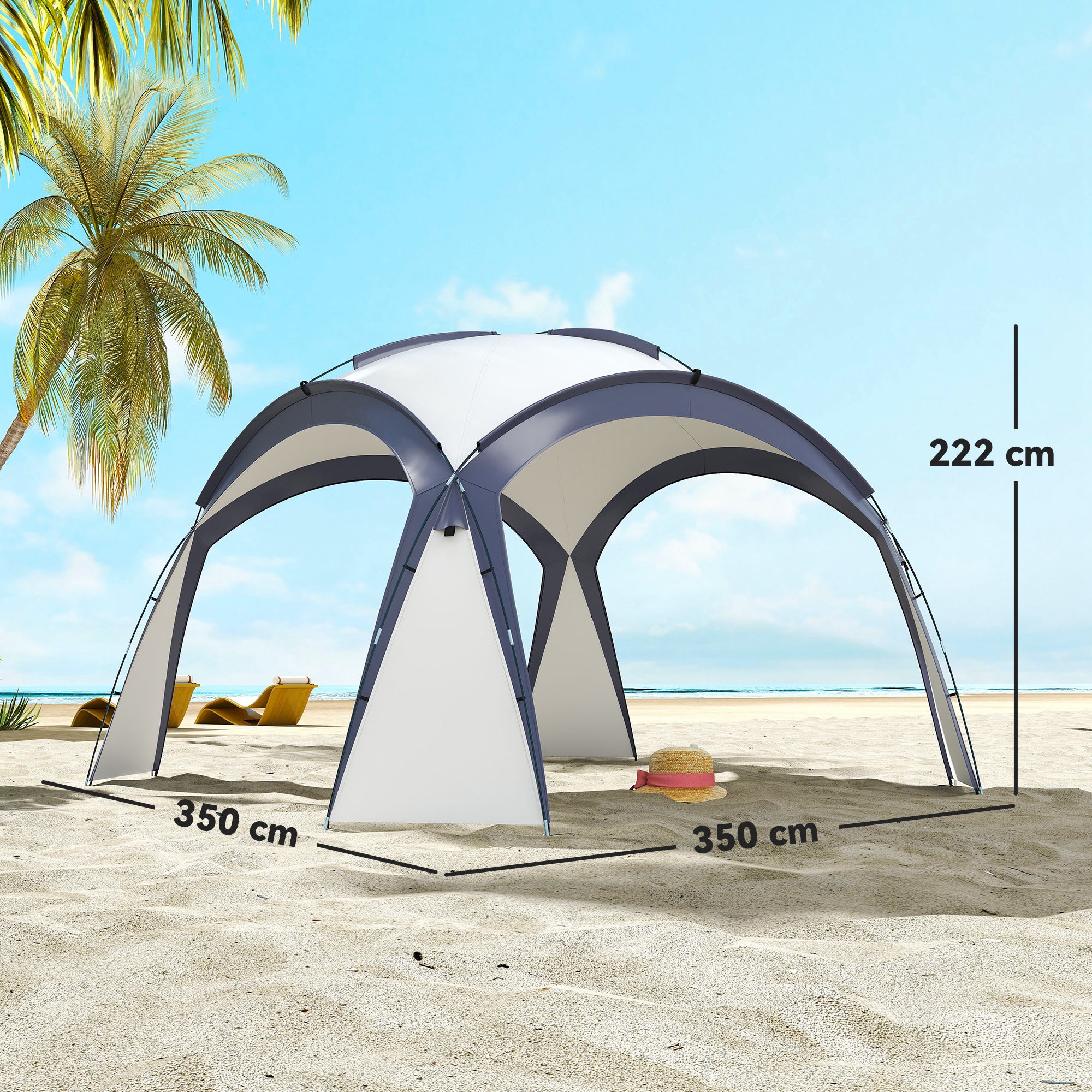 Event Shelter 3.5 x 3.5m Pavilion with Hook Door, Rain Protection with Sturdy Steel Poles, Garden Pavilion with UV Protection, Party Tent Sunshade for Camping, Garden Festivals Cream White