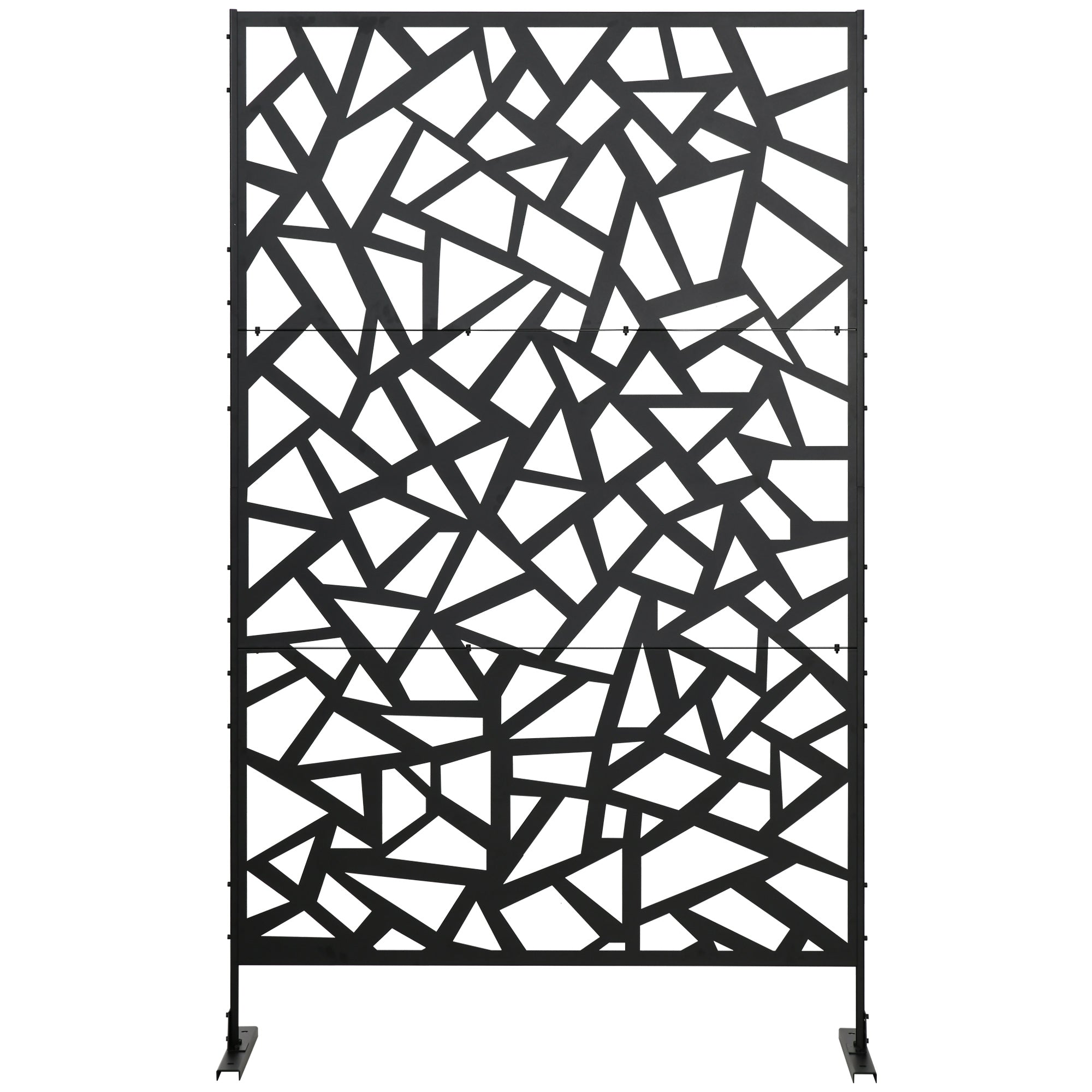 Decorative Geometric Patterned Garden Balcony Outdoor Windbreak Panel in Perforated Steel 122 x 45 x 198 cm Black