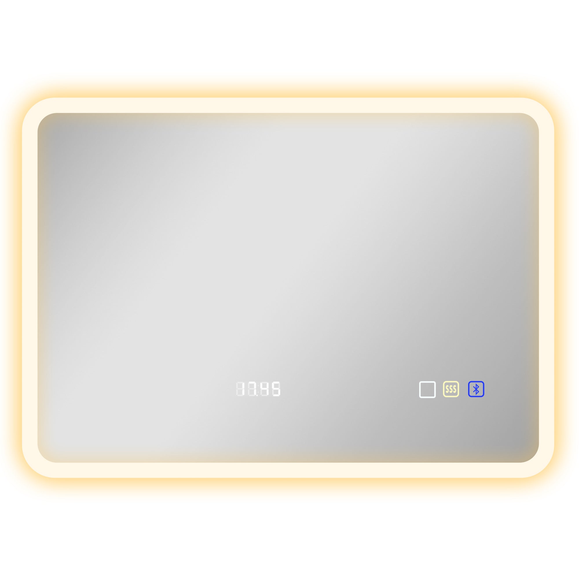 Bathroom Mirror with LED Light Bluetooth 70x50 cm Wall Mirror with 3 Light Colors Digital Clock Anti-Fog Function Memory Function Touch Switch IP44