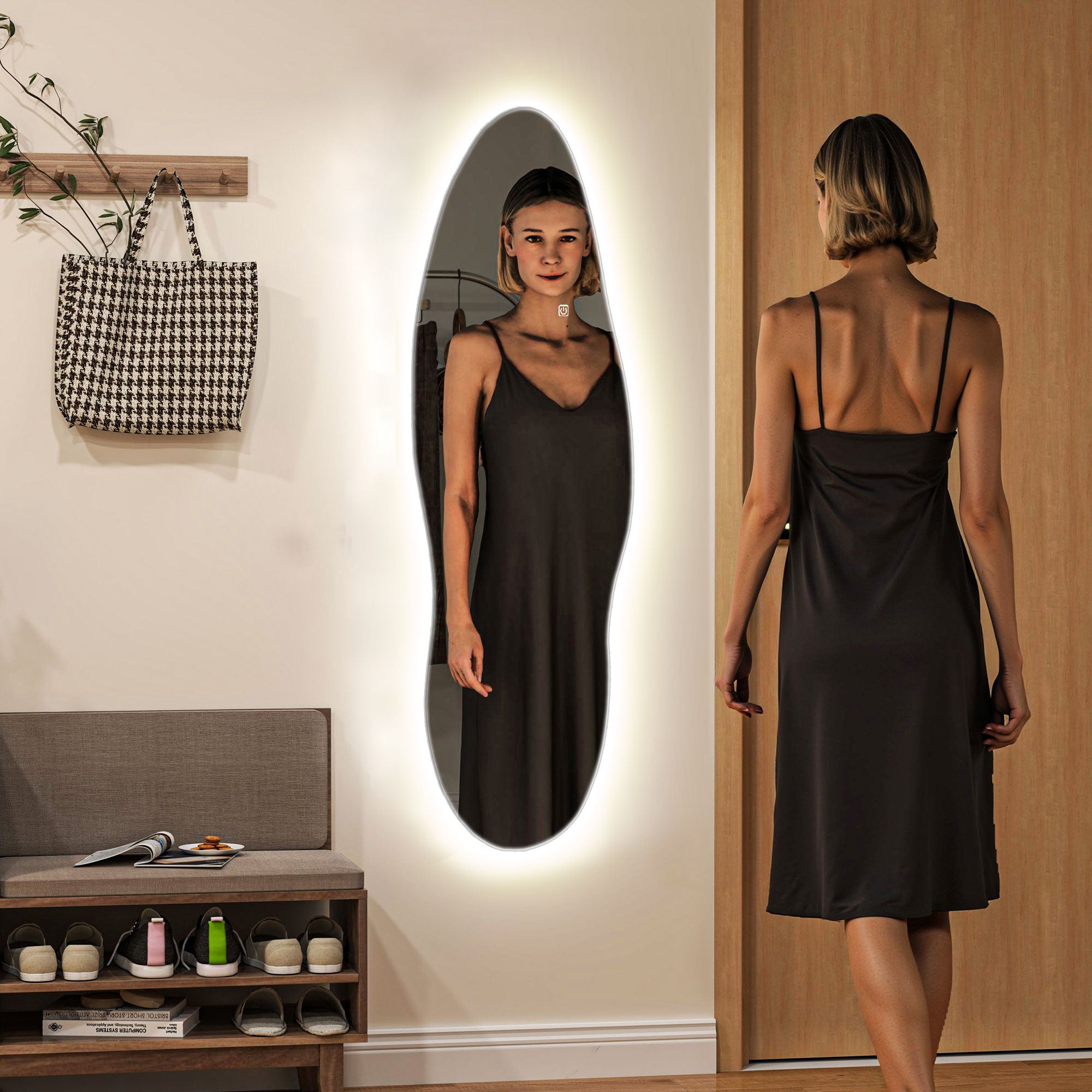 Full Body Mirror with LED Lights 120x40 cm Frameless Wall Mirror with 3 Colors Illumination Memory Function and Smart Touch Clear