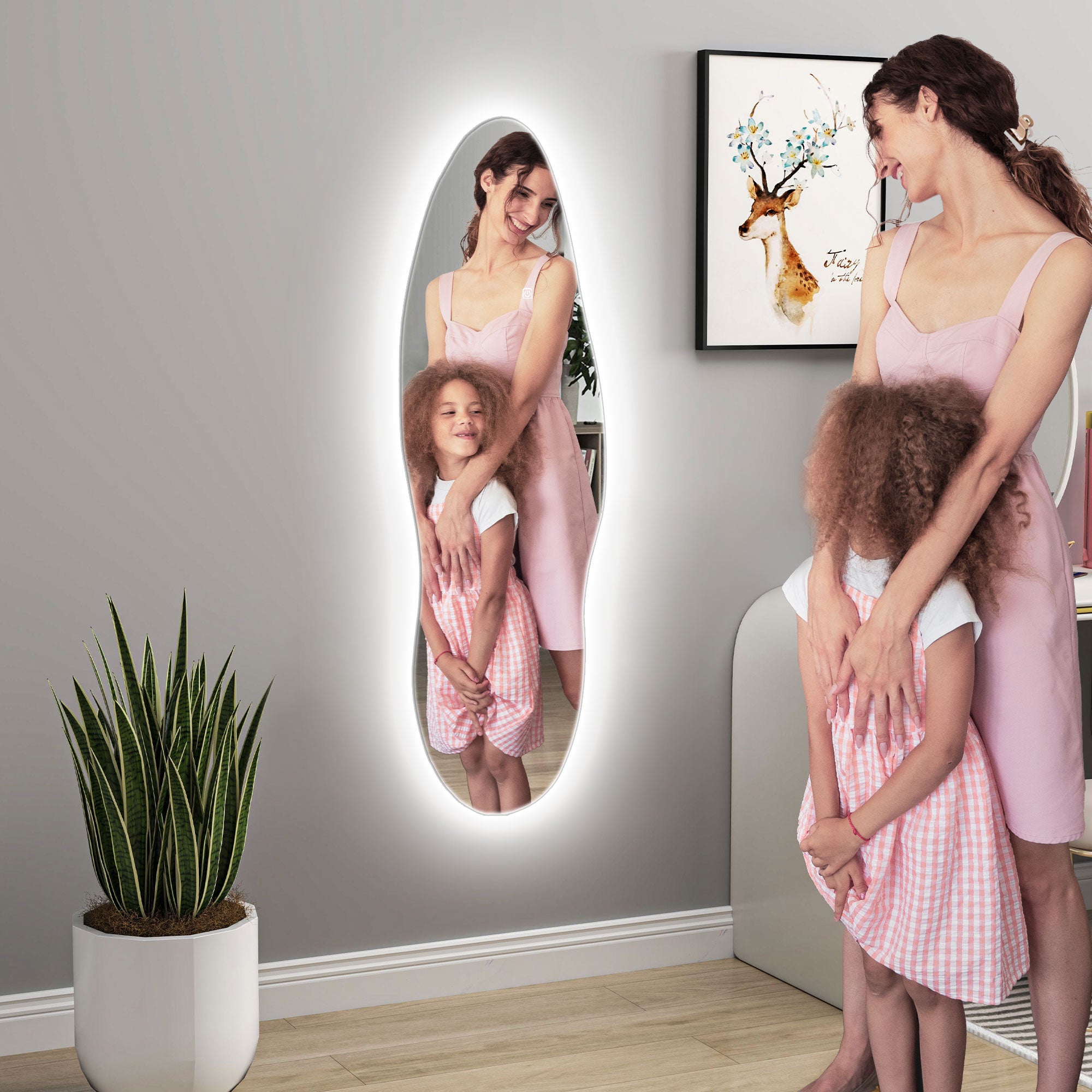 Full Body Mirror with LED Lights 120x40 cm Frameless Wall Mirror with 3 Colors Illumination Memory Function and Smart Touch Clear