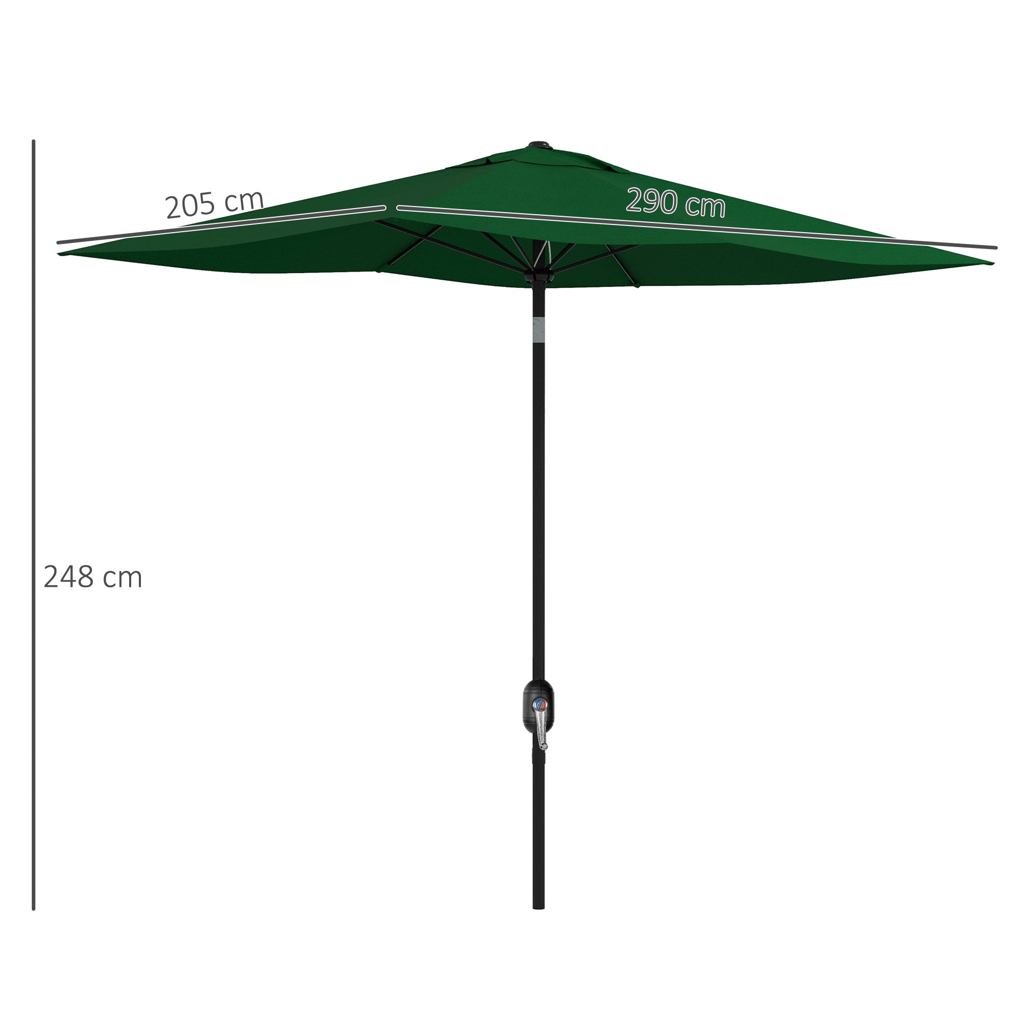 Patio Umbrella 10x6 ft Outdoor Terrace Umbrella with Adjustable Angle Aluminum Mast and UV 50+ Protection Umbrella for Garden Patio Green