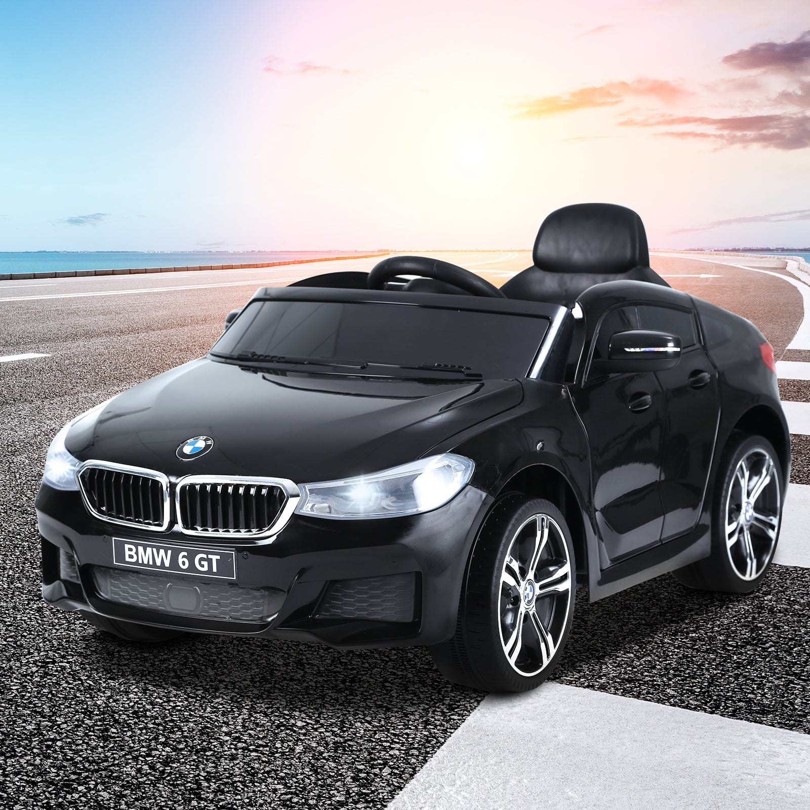 Electric Car BMW 6GT for Kids +3 Years Children's 6V Battery Vehicle with Remote Control Lights and Sounds MP3 USB Load 30 kg 106x64x51 cm Black