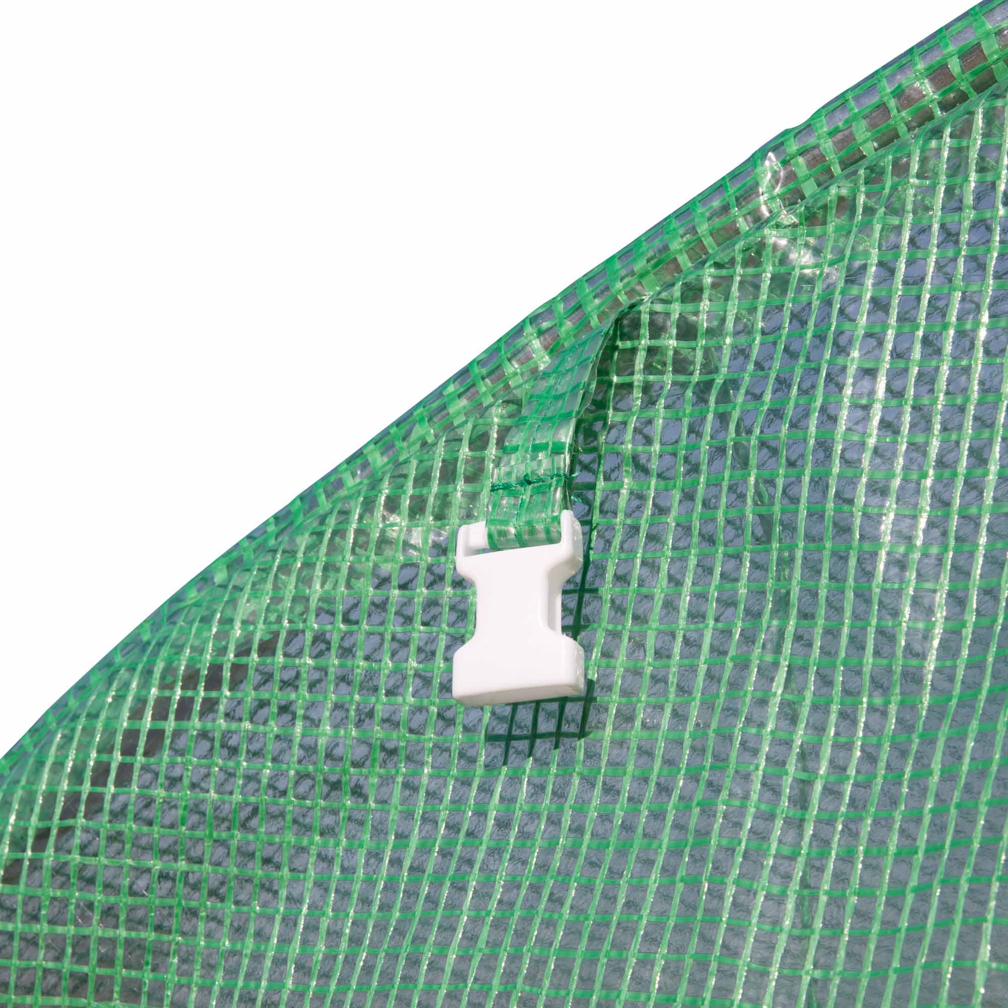 9 sqm Garden Greenhouse, 3 x 3 x 2 m Garden Tunnel Greenhouse with Roll-Up Door and 6 Mesh Windows, Steel and High-Density PE, UV-Resistant, Green