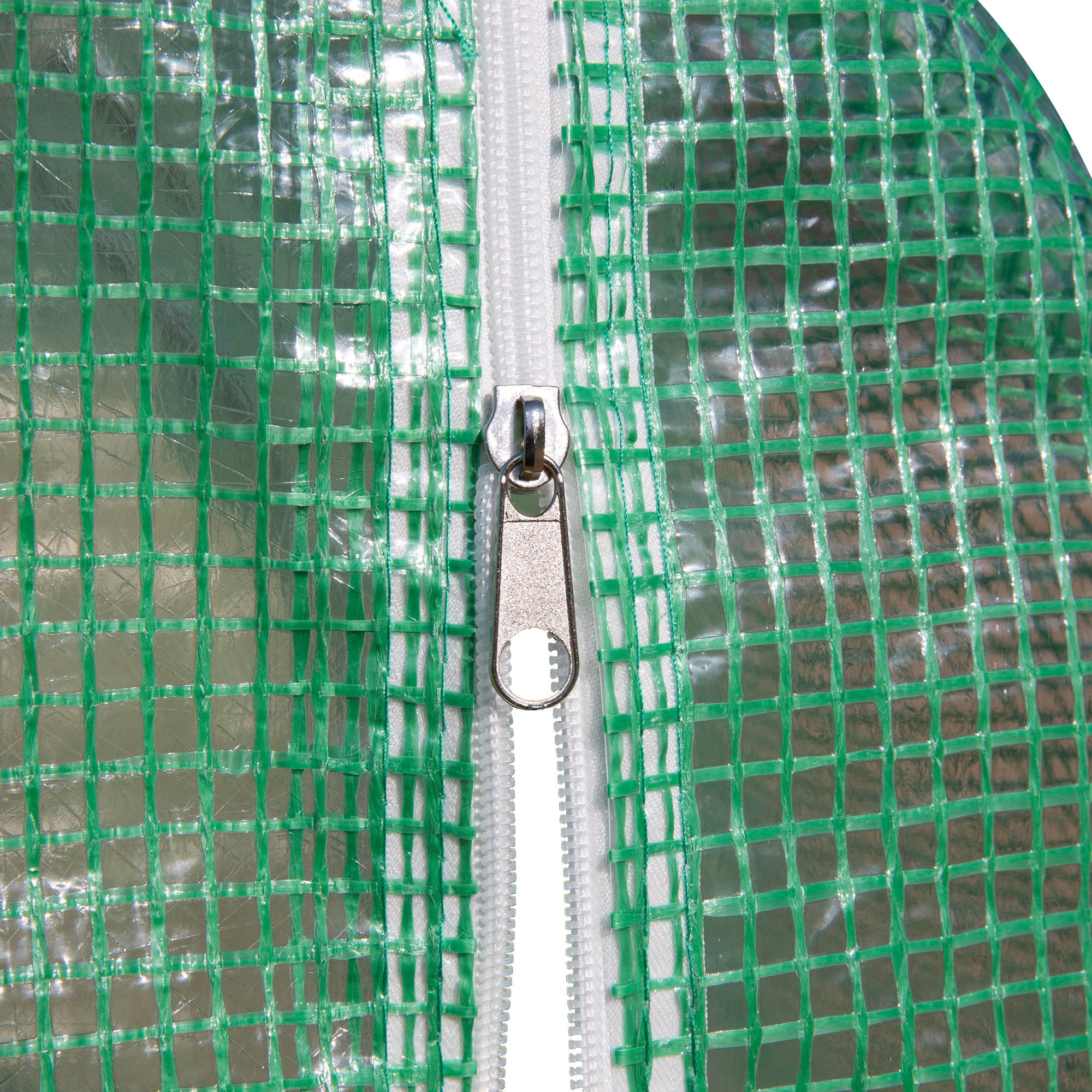 9 sqm Garden Greenhouse, 3 x 3 x 2 m Garden Tunnel Greenhouse with Roll-Up Door and 6 Mesh Windows, Steel and High-Density PE, UV-Resistant, Green