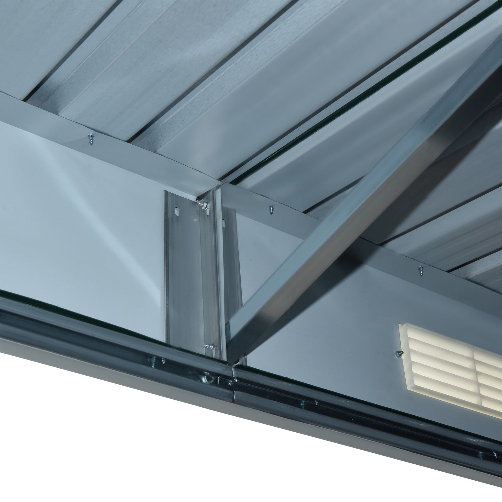 Garden Tool Shed in Steel, Storage Shed with 2 Sliding Doors, 261x131x160/182cm, Green