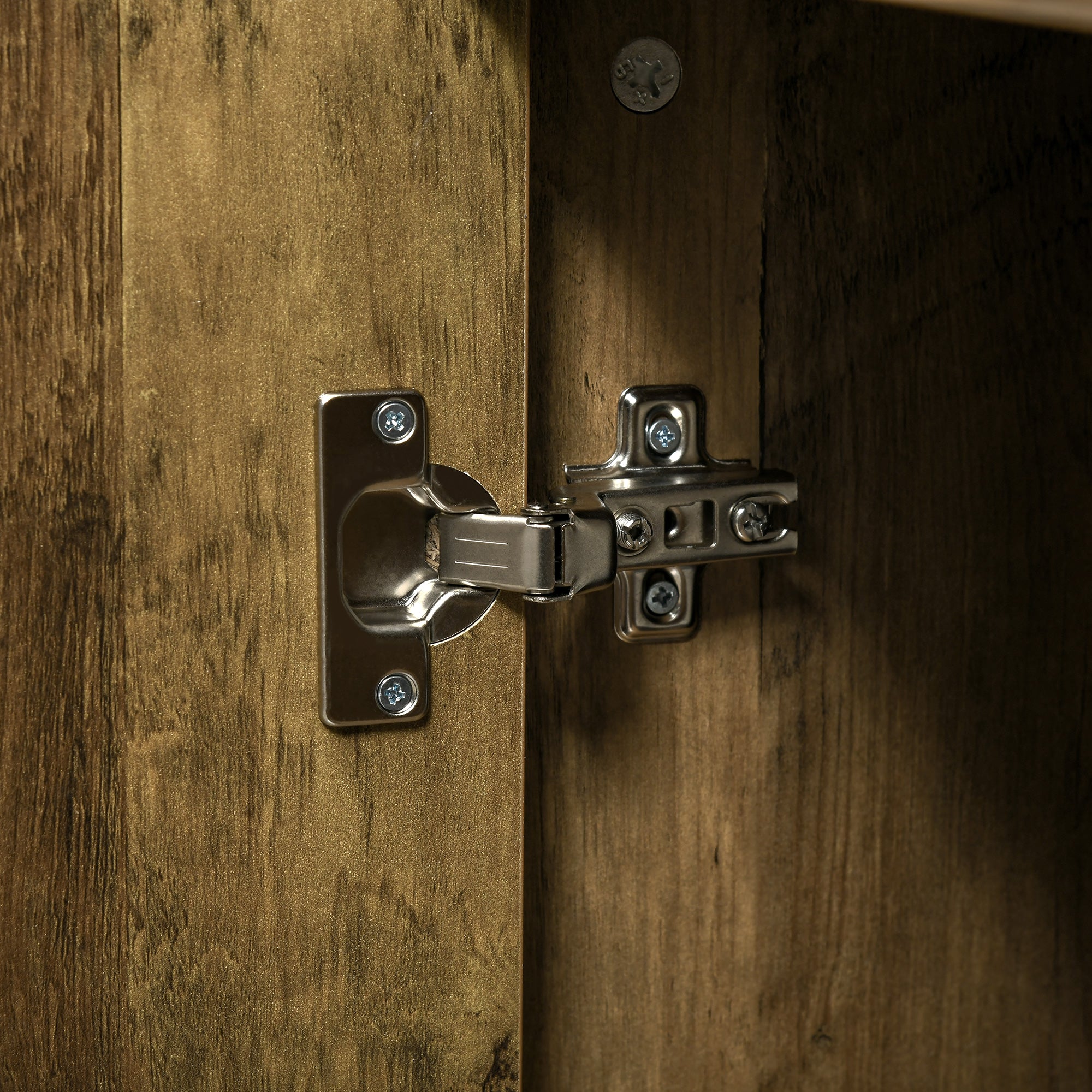 Entryway and Living Room Wooden 2-Door Buffet, Modern Sideboard with Gold Decors and Steel Legs, 99x39x75.5cm