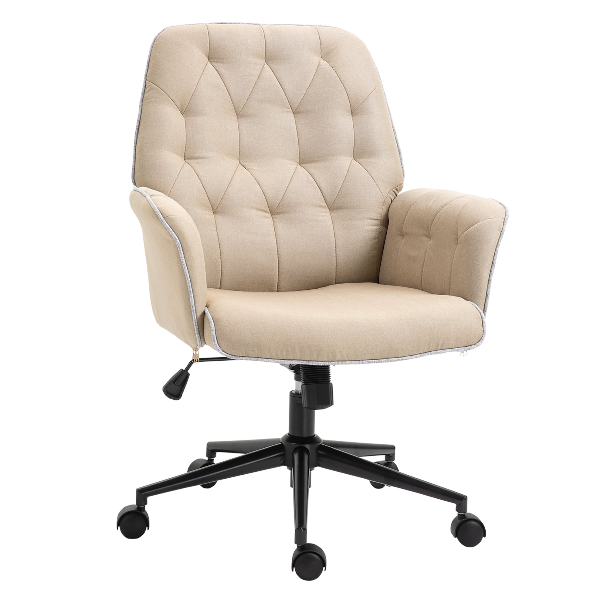 Office Chair with Rocking Function Swivel Chair Home Office Chair Height Adjustable Desk Chair Computer Chair Work Chair with Arms 360° Rotating Wheels Foam Beige 66 x 69 x 89.5-97 cm