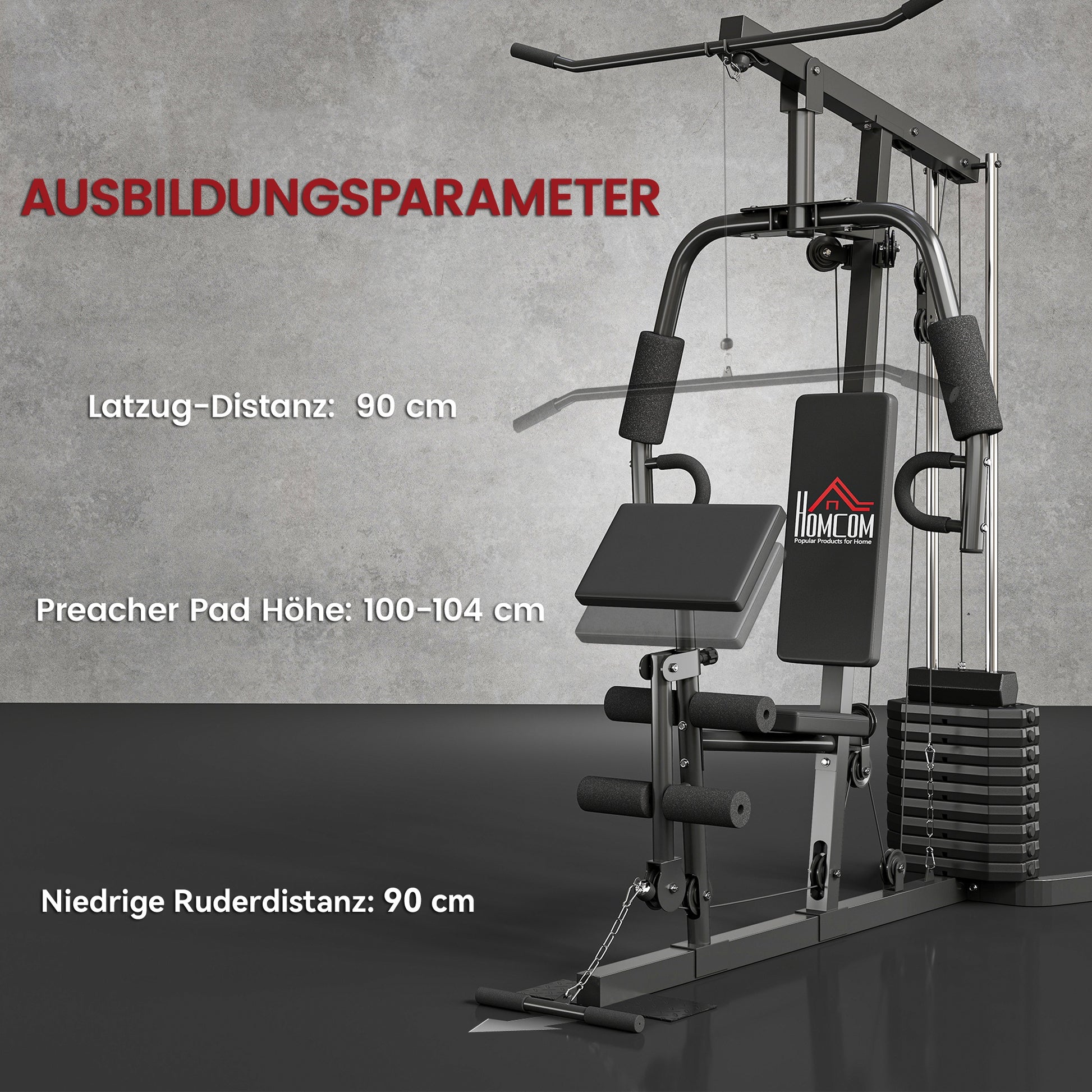 Compact Power Station, Multifunctional Fitness Station, Multi-Station with Butterfly, Bicep Curl, Pull-up, Leg Extension, 45 kg Weight Block Strength Training Black