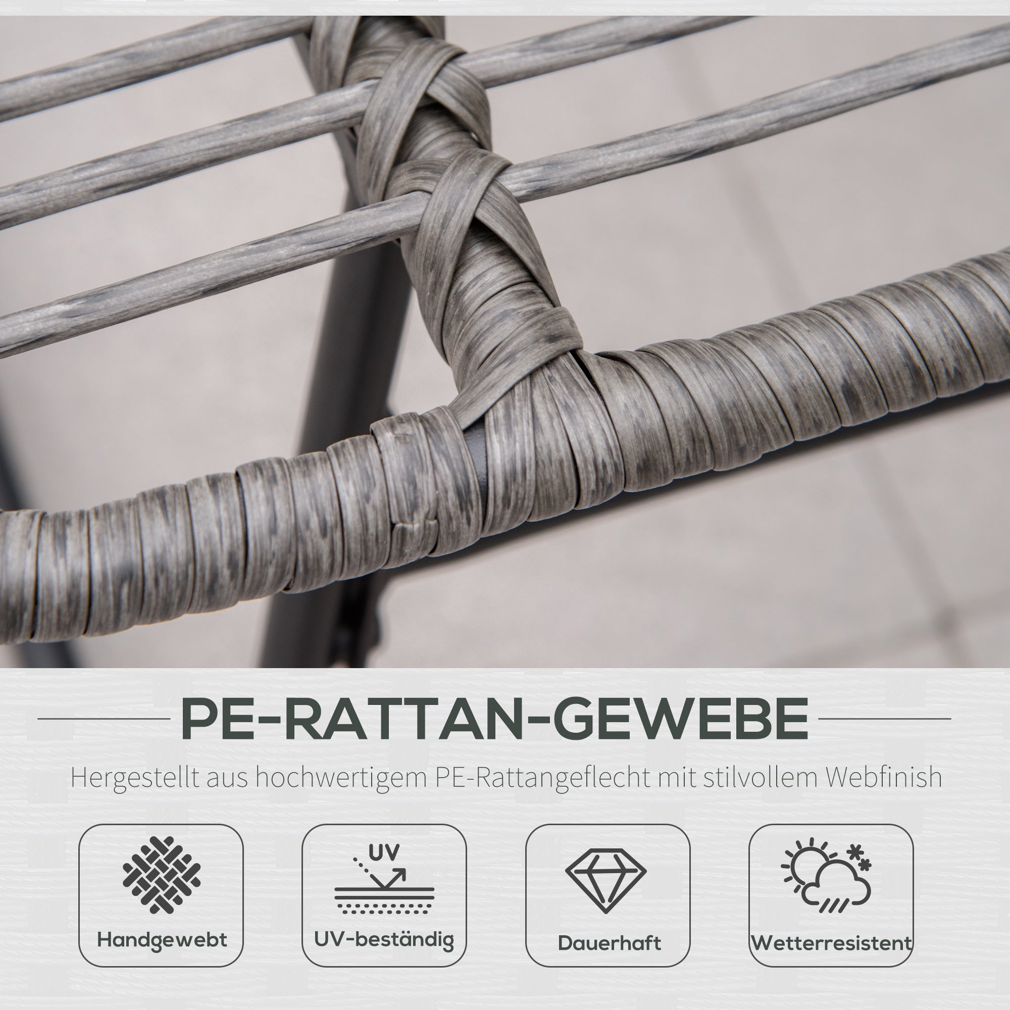 Rattan Relax Chair with Footstool, Garden Chair with Thick Cushions Outdoor Rattan Chair Garden Chair for Garden, Balcony, Patio Gray