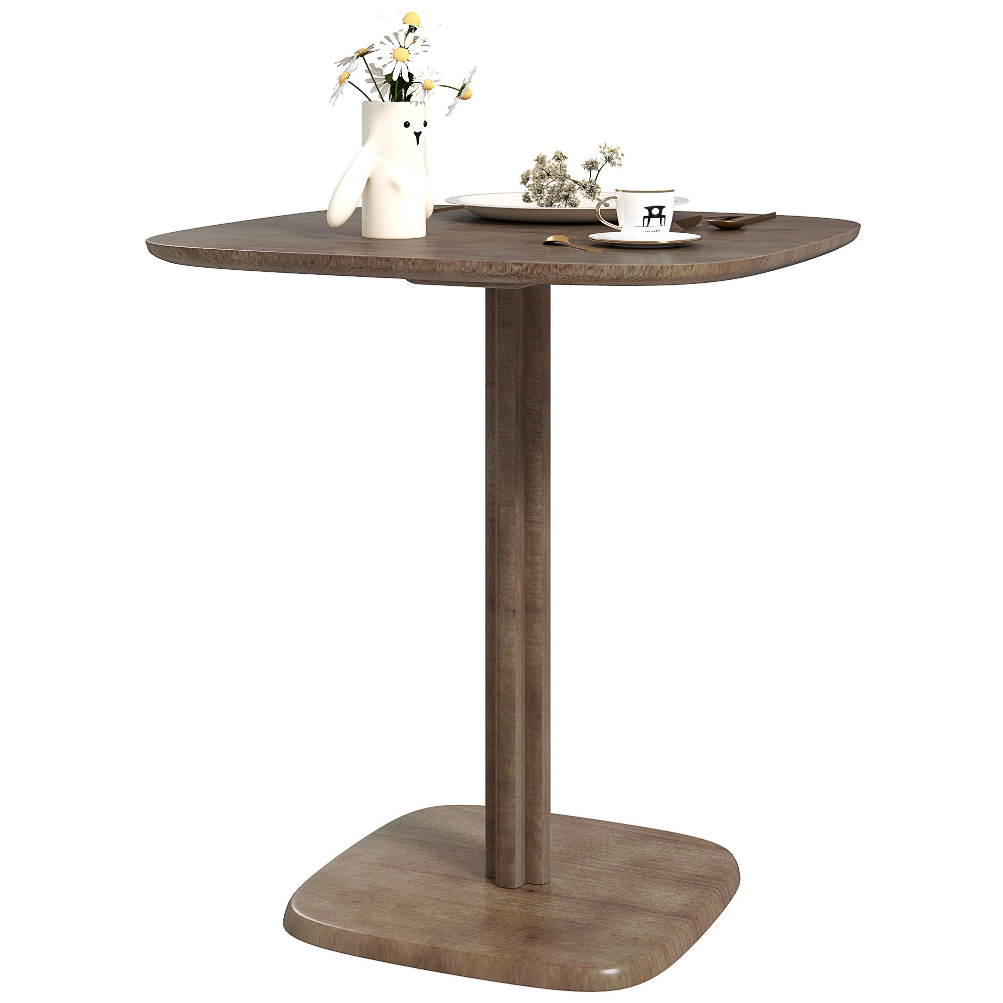 Dining Table for 4 persons modern style kitchen table with wood grain top, 70 x 70 cm, brown