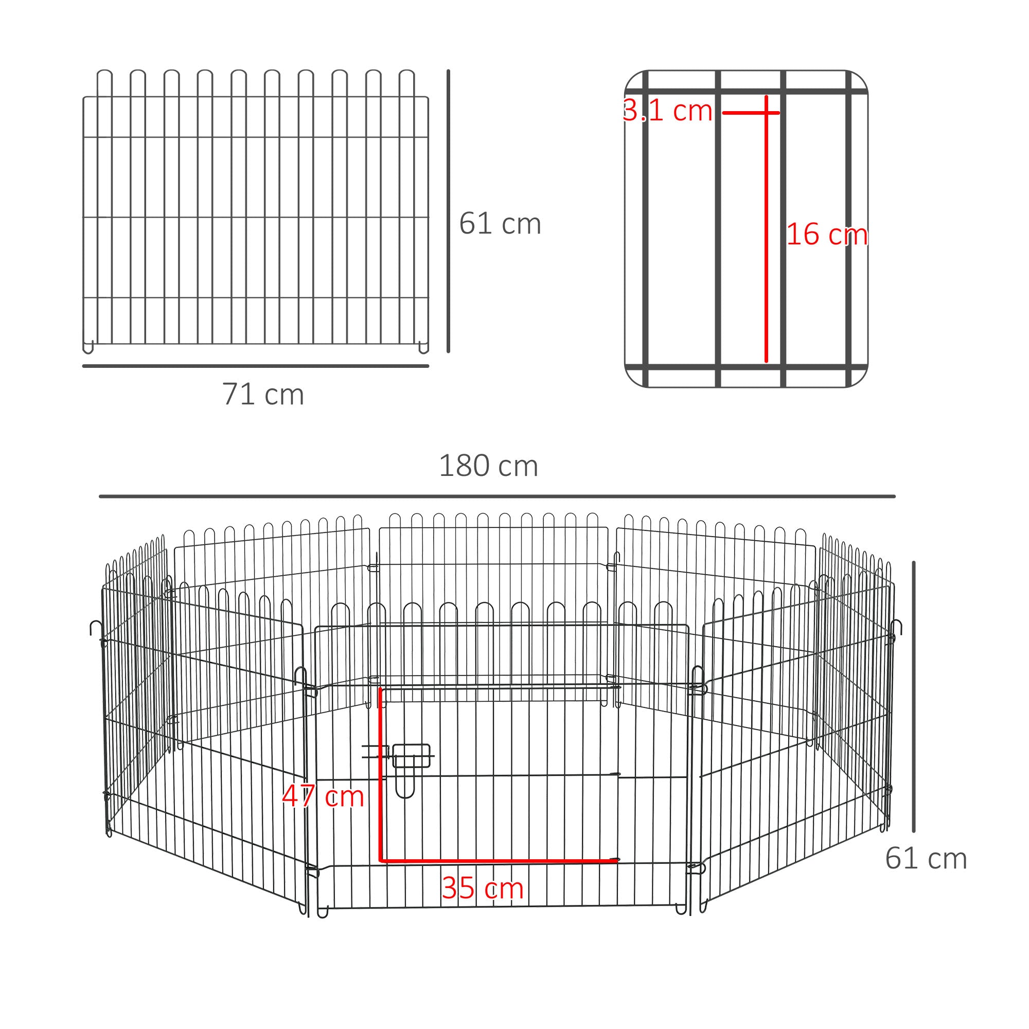 Puppy Playpen Puppy Fence Playpen Enclosure Puppy Gate 5 Sizes (Dimensions: 71x61cm)