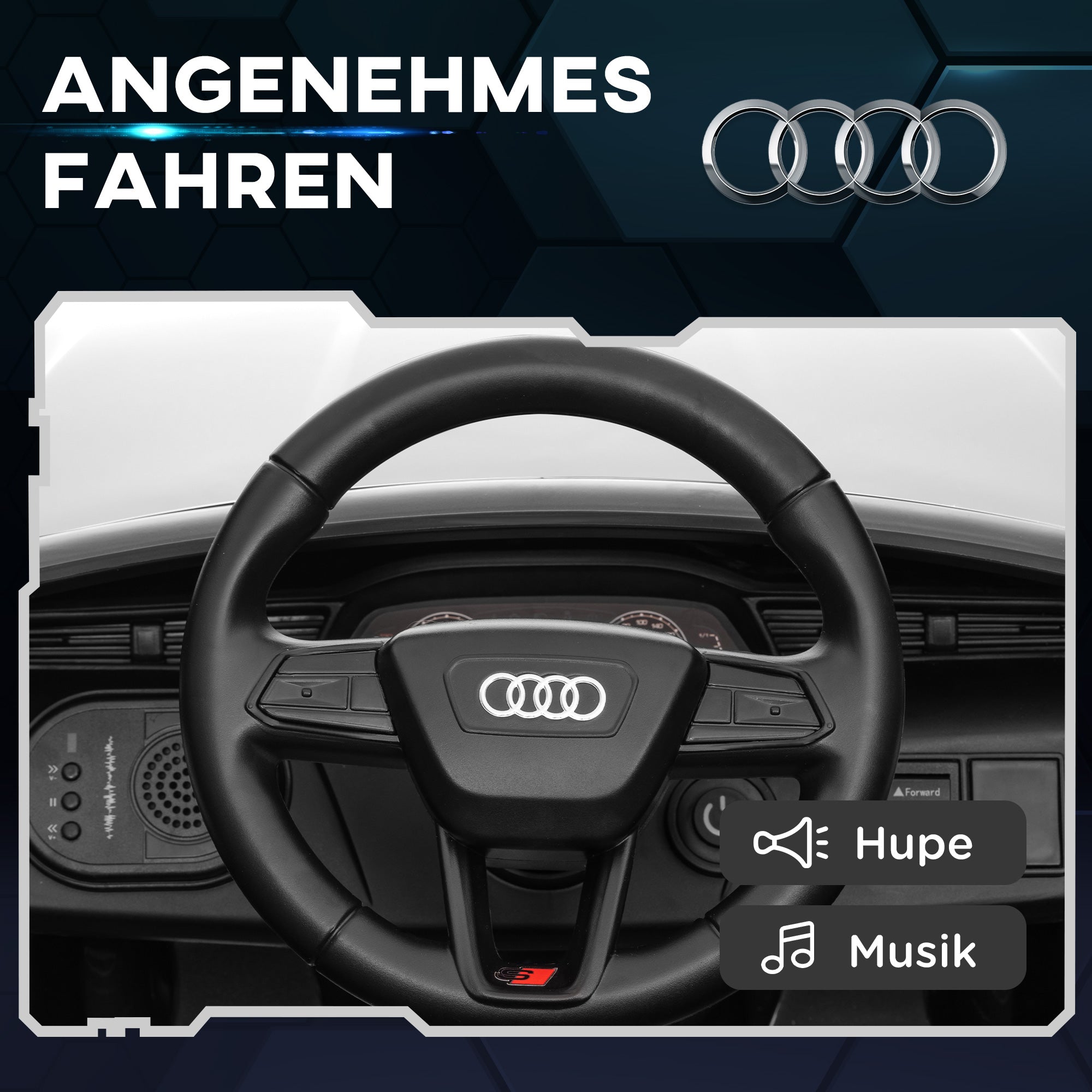 Kids Electric Car 12V Children's Car with 2.4G Remote Control, MP3 Music & Horn, Electric Vehicle with Headlight, 4 Sprung Wheels, 3-5 km/h, for 3-4 Years Kids, White