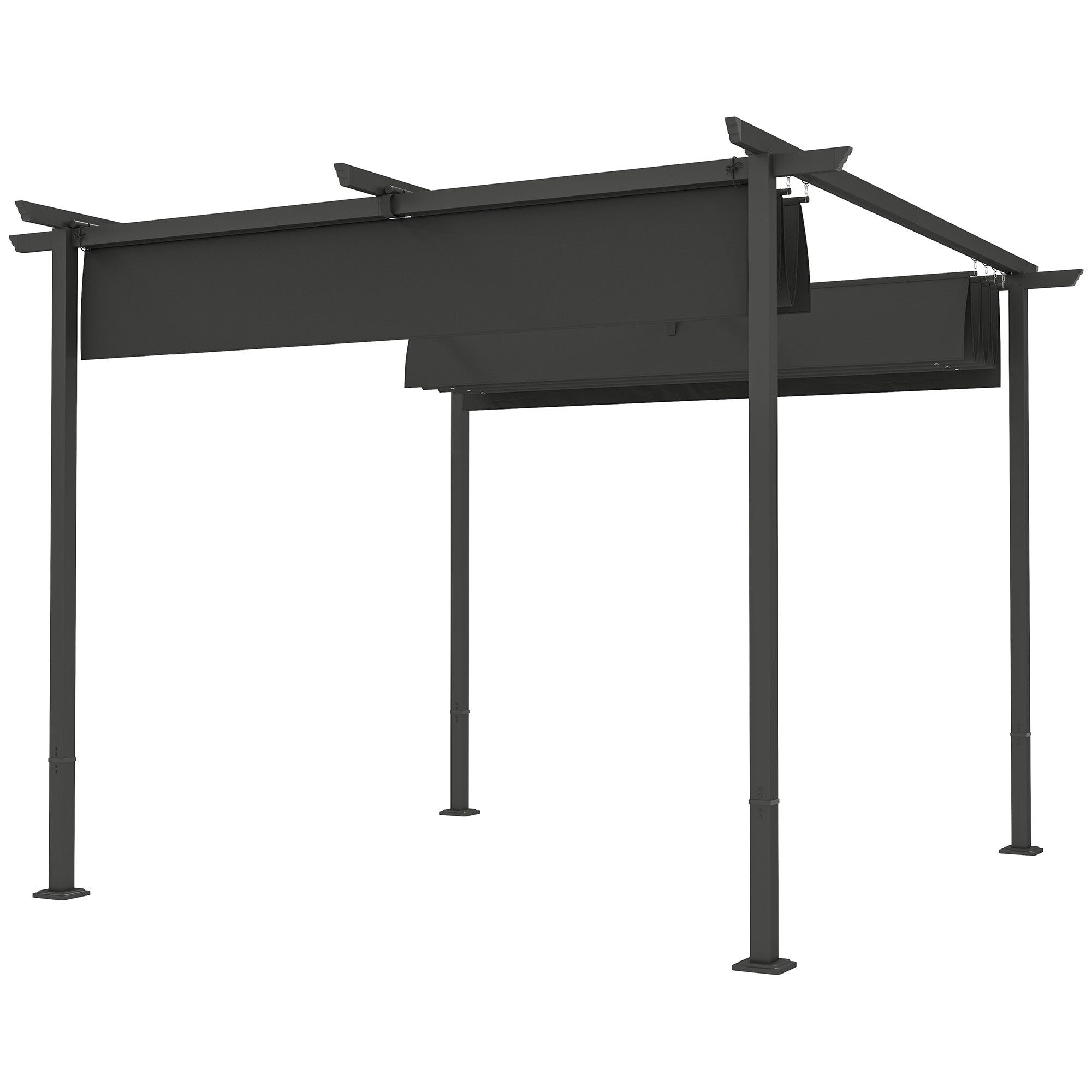 Pergola 3x3m Garden Pavilion Terrace Canopy made of Metal, Garden Pergola with Adjustable Sunroof, UV Protection 30+ Freestanding Sunshade for Terrace and Garden, Dark Gray