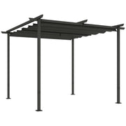 Pergola 3x3m Garden Pavilion Terrace Canopy made of Metal, Garden Pergola with Adjustable Sunroof, UV Protection 30+ Freestanding Sunshade for Terrace and Garden, Dark Gray