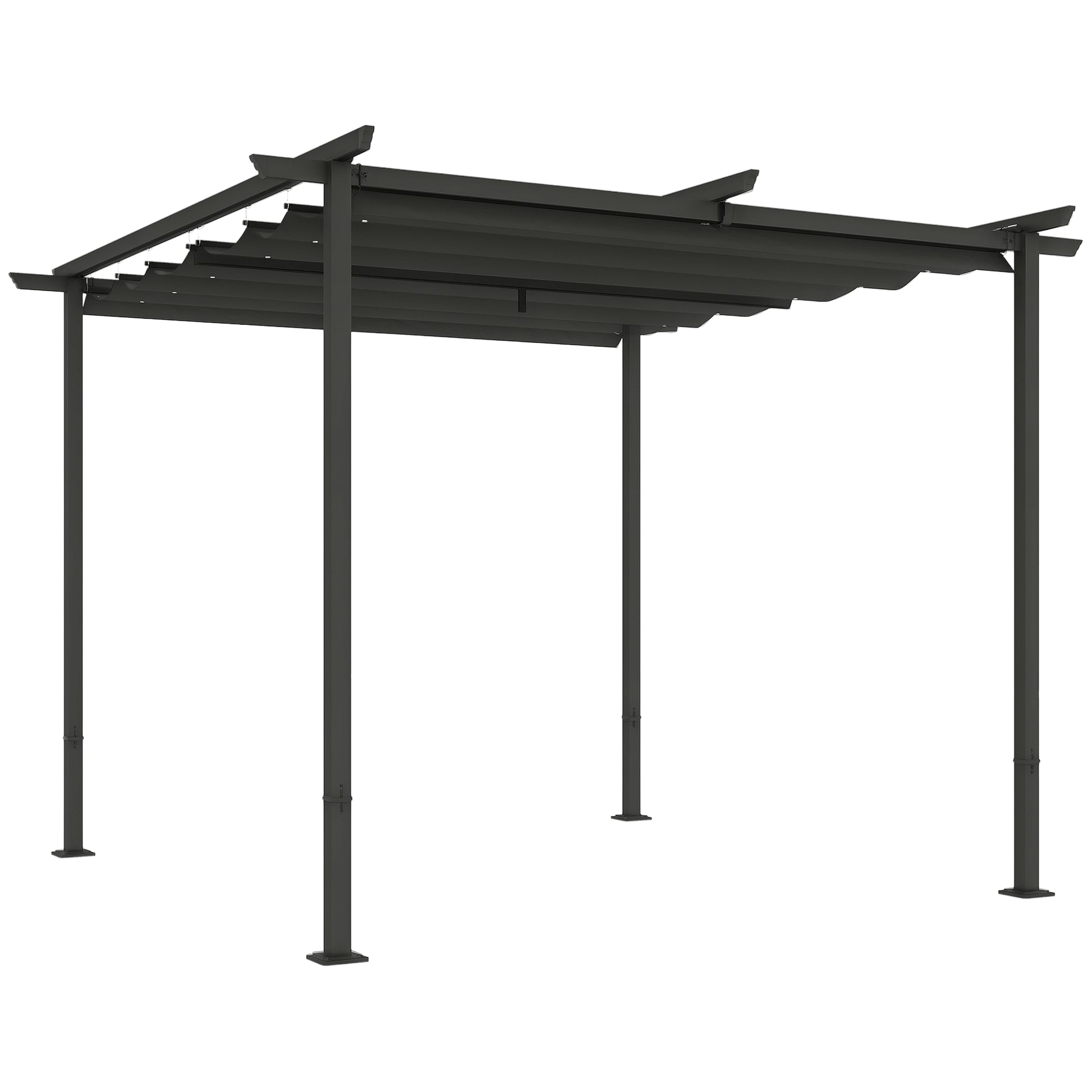 Pergola 3x3m Garden Pavilion Terrace Canopy made of Metal, Garden Pergola with Adjustable Sunroof, UV Protection 30+ Freestanding Sunshade for Terrace and Garden, Dark Gray