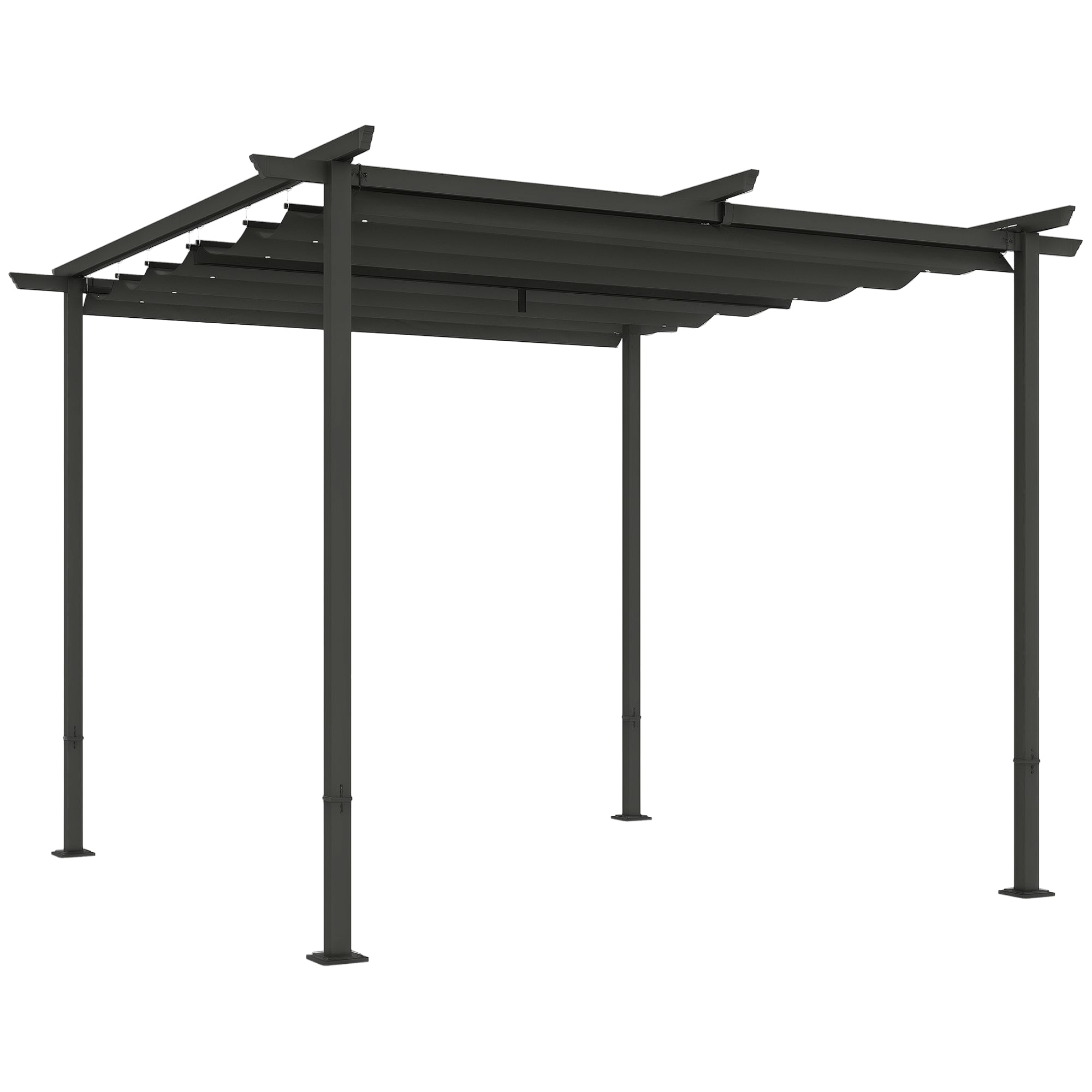 Pergola 3x3m Garden Pavilion Terrace Canopy made of Metal, Garden Pergola with Adjustable Sunroof, UV Protection 30+ Freestanding Sunshade for Terrace and Garden, Dark Gray