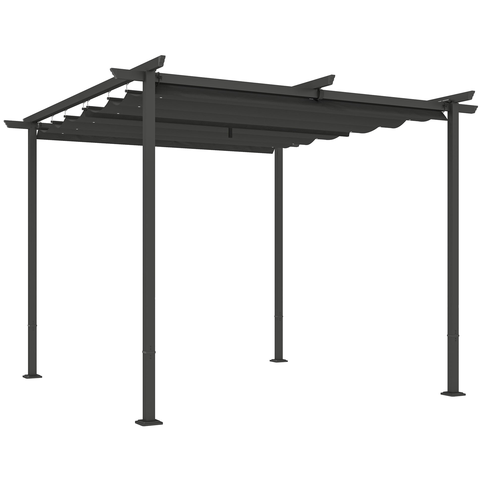 Pergola 3x3m Garden Pavilion Terrace Canopy made of Metal, Garden Pergola with Adjustable Sunroof, UV Protection 30+ Freestanding Sunshade for Terrace and Garden, Dark Gray