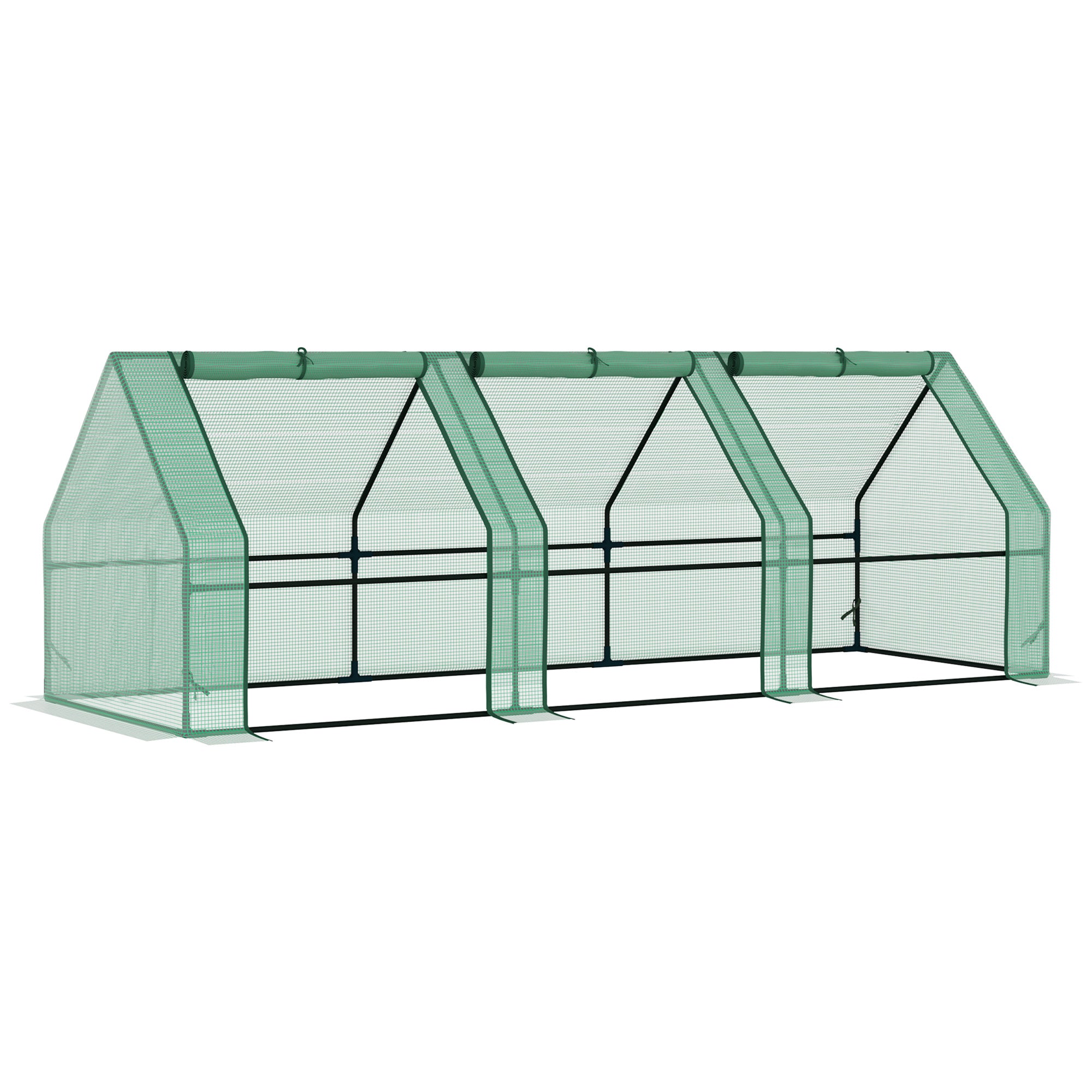 Greenhouse with 3 Roll-Up Windows, PE Grid Film, Steel Frame Greenhouse, Balcony Greenhouse, Garden Greenhouse, 270x90x90cm Tomato Greenhouse for Vegetables, Flowers, Plants, Green