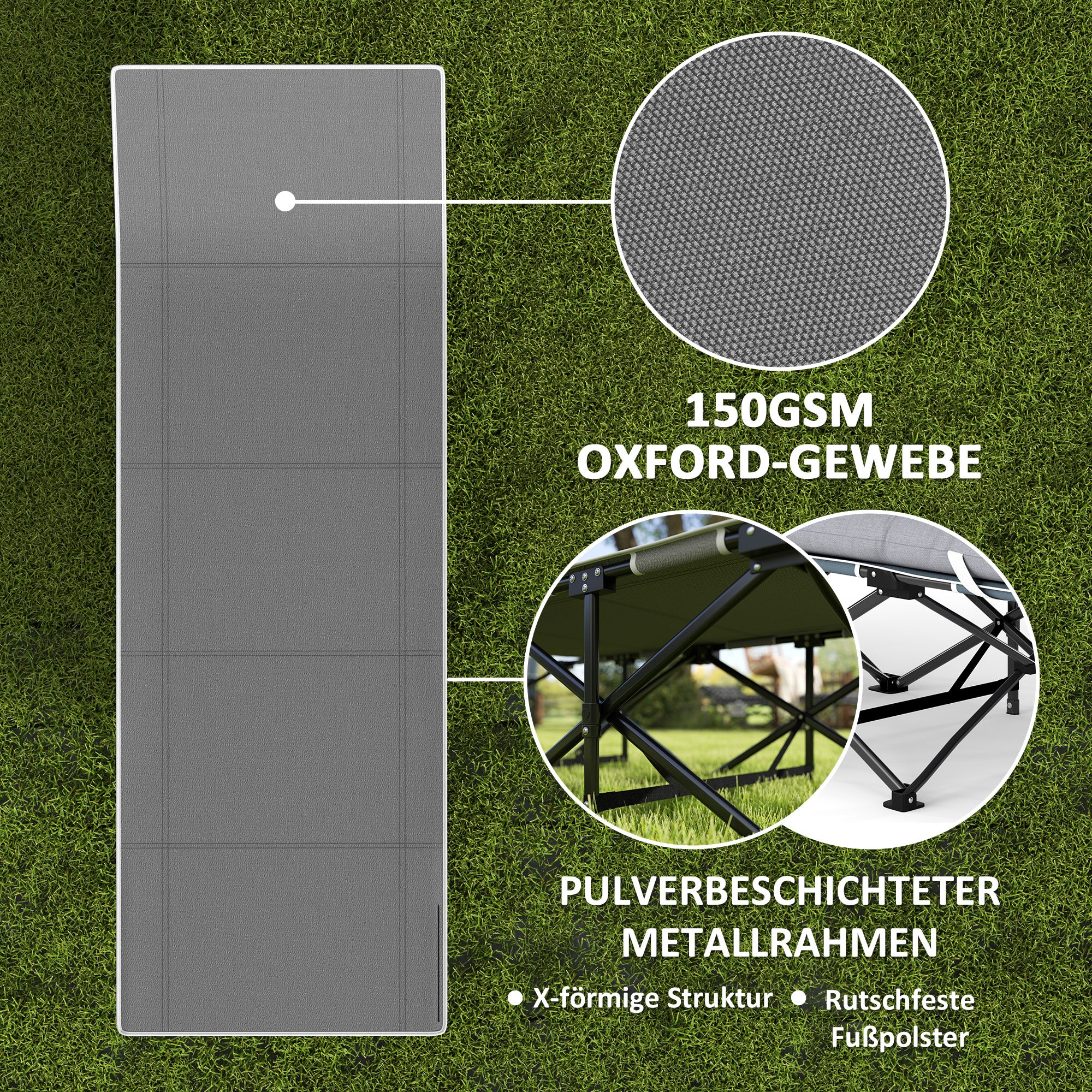 Folding Camp Bed with Mattress Carry Bag 190 x 67 x 37 cm Guest Bed up to 150 kg Camp Bed for Adults Folding Bed for Indoor, Outdoor, Garden Camping Travel Black