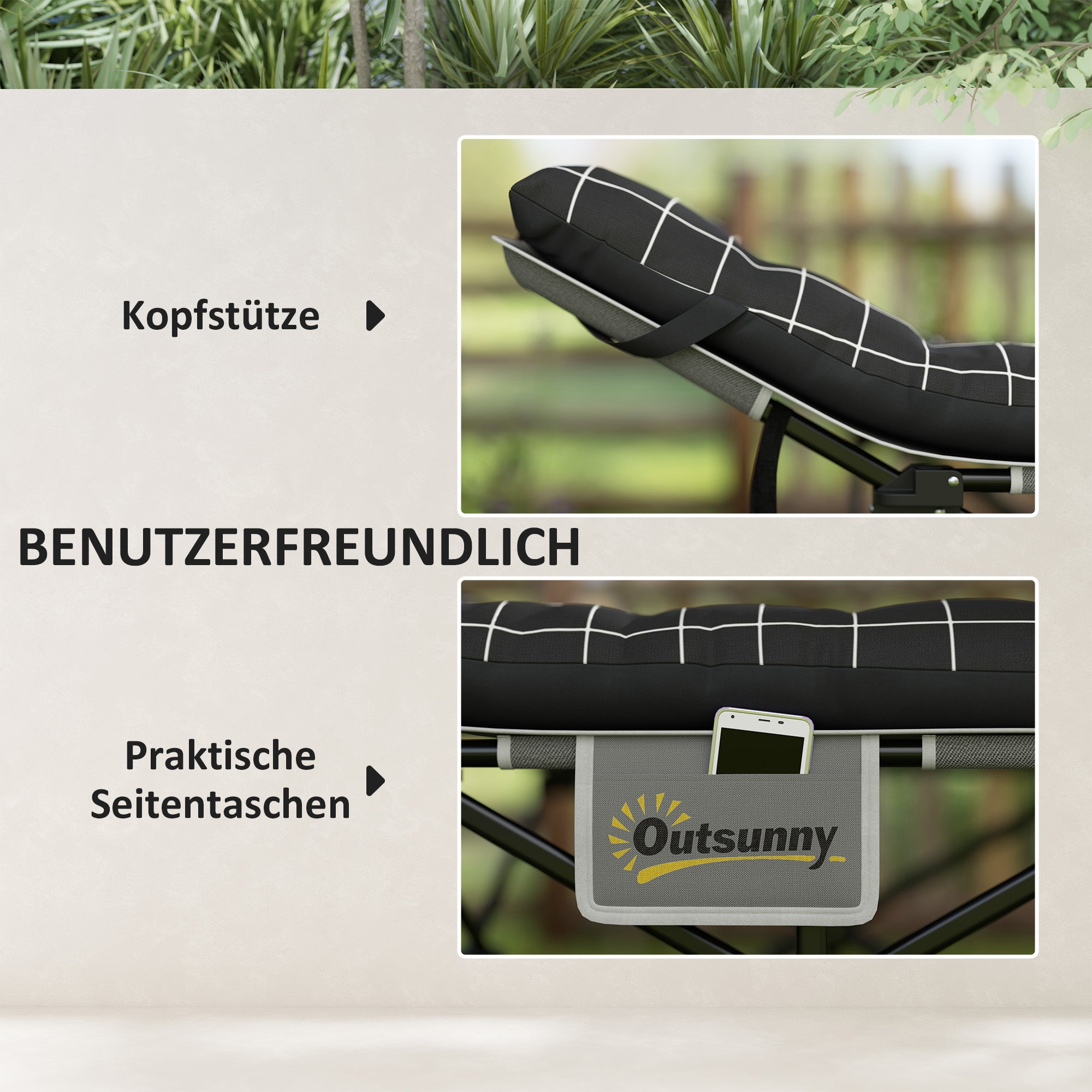 Folding Camp Bed with Mattress Carry Bag 190 x 67 x 37 cm Guest Bed up to 150 kg Camp Bed for Adults Folding Bed for Indoor, Outdoor, Garden Camping Travel Black