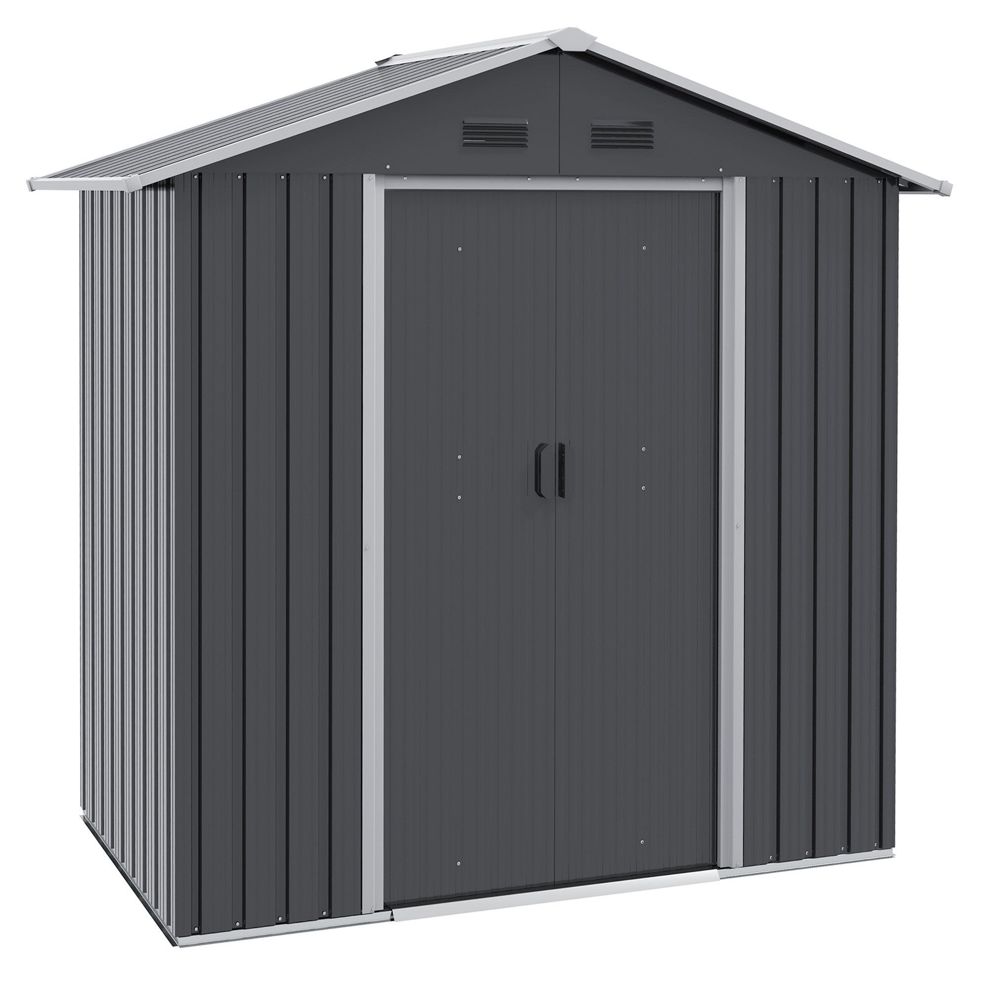 Metal Garden Shed 1.8 m², Metal Tool Shed, 194 x 110 x 184 cm, Large Outdoor Storage Space with Sliding Doors and 4 Vents, Dark Gray