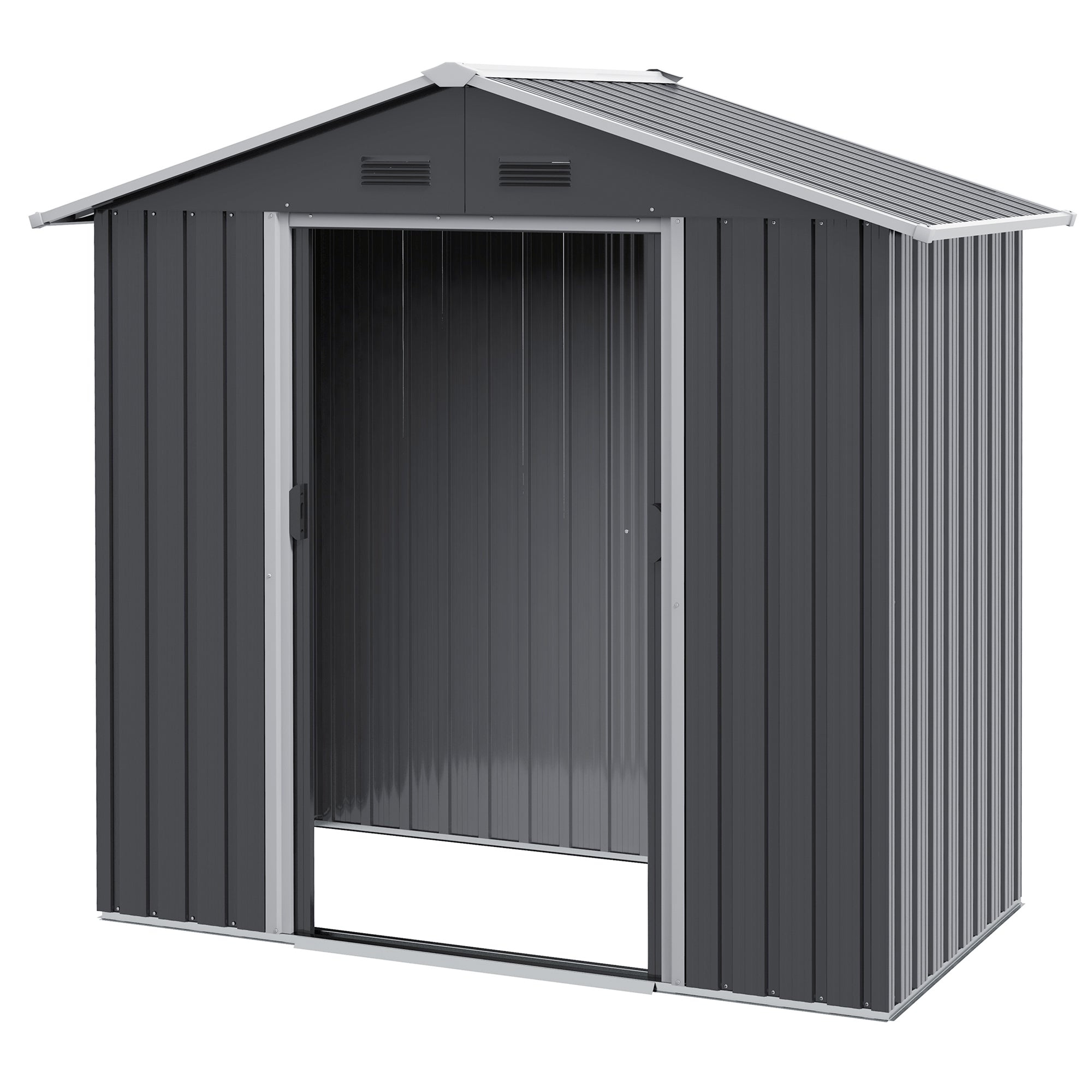 Metal Garden Shed 1.8 m², Metal Tool Shed, 194 x 110 x 184 cm, Large Outdoor Storage Space with Sliding Doors and 4 Vents, Dark Gray