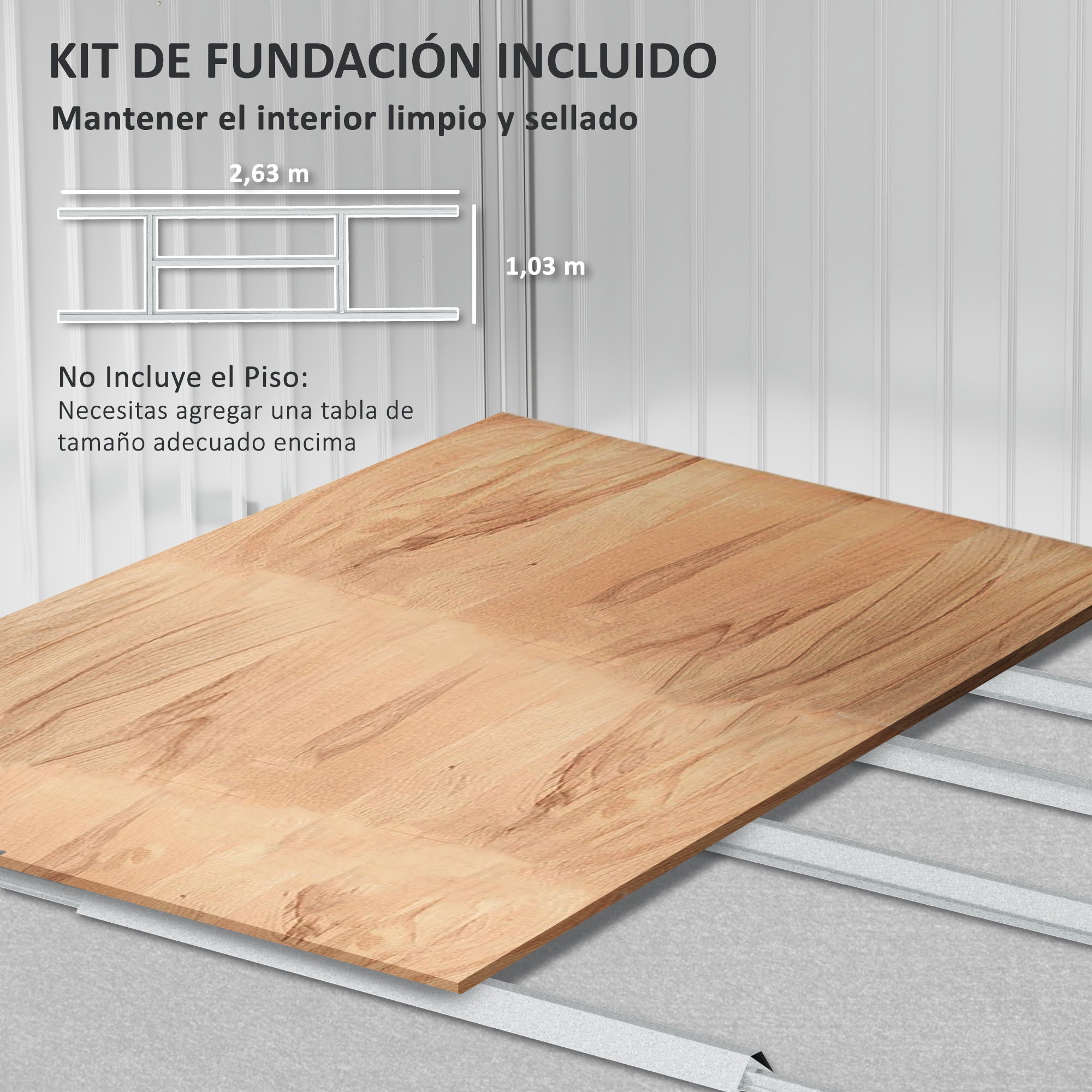 Garden Shed Exterior 4.9 m² 277x195x192 cm Outdoor Garden Shed with Sliding Door Fiberglass Roof Reinforced Base (Floor NOT Included) and 4 Windows Gray Silver