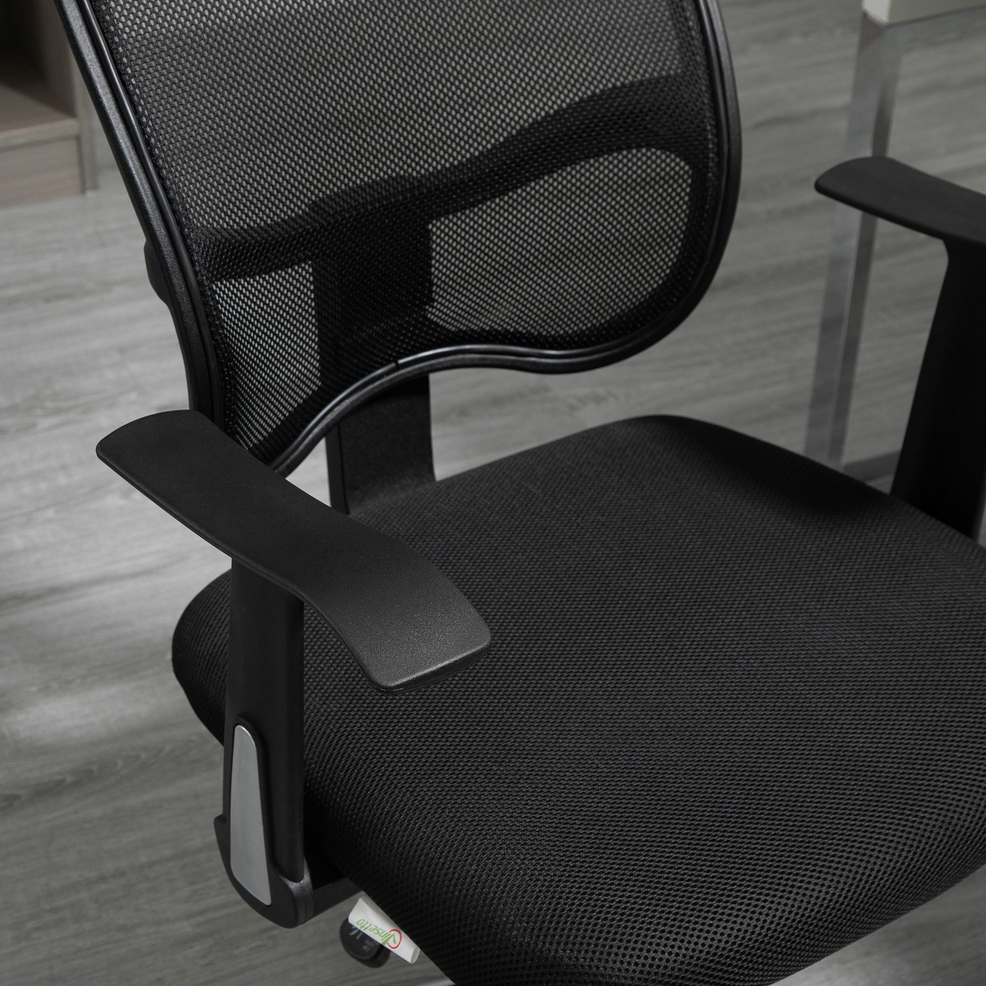 Swivel Office Chair Ergonomic Desk Chair with Adjustable Height Tilt Function Headrest and Lumbar Support 63x62x109-117 cm Black