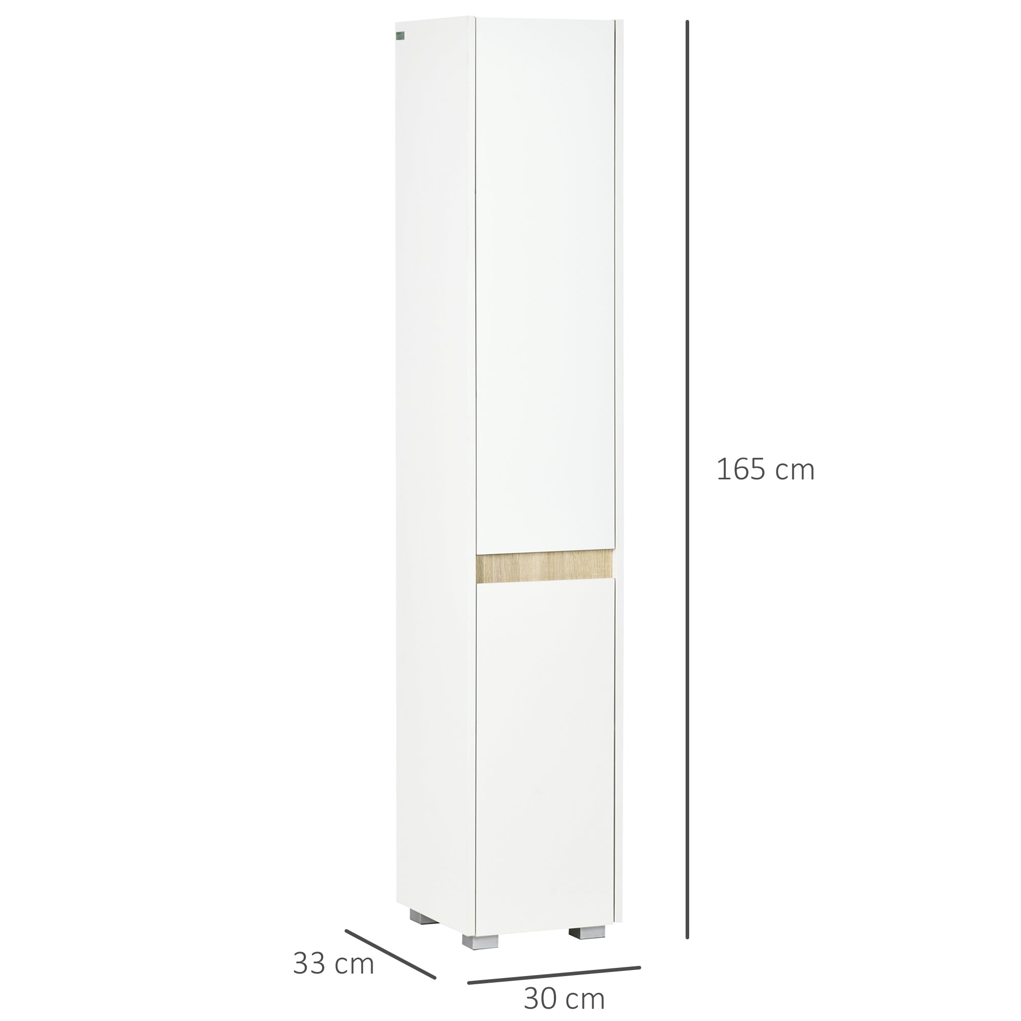 Tall Bathroom Column Auxiliary Cabinet with 5 Adjustable Shelves Multi-Purpose Cabinet for Shower Toilet Bedroom 30x33x165 cm White
